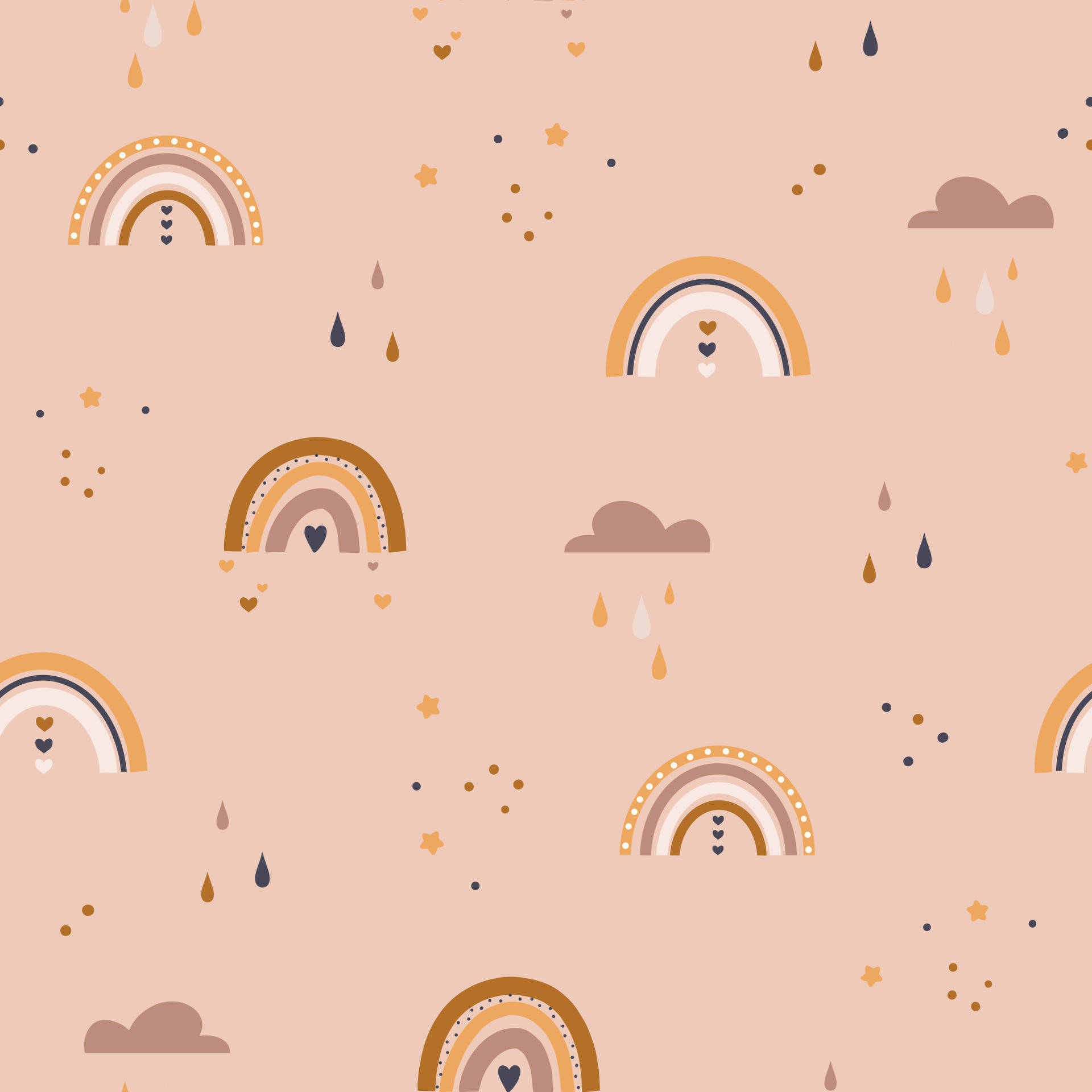 boho rainbow, pastel pink, repeating stylized rainbows, Full HD Desktop Wallpaper