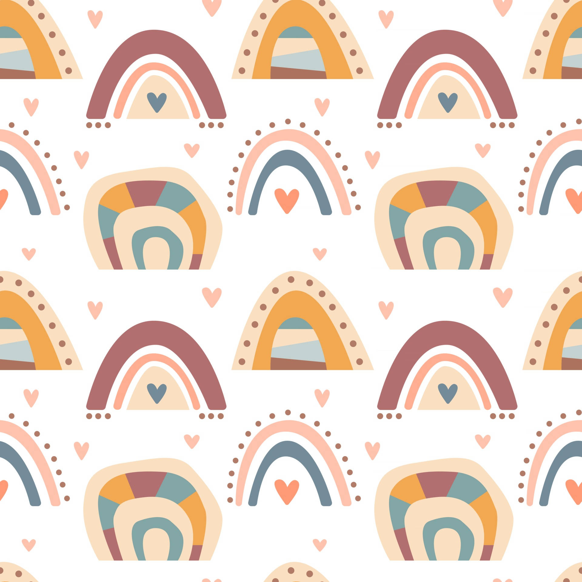 boho rainbow, rainbow, hearts, Full HD Desktop Wallpaper