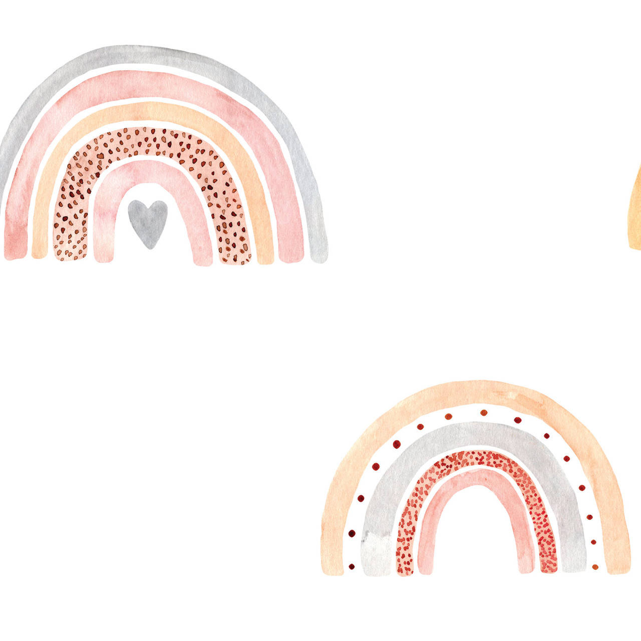 boho rainbow, blush peach gray, dotted patterns, HD Desktop Wallpaper