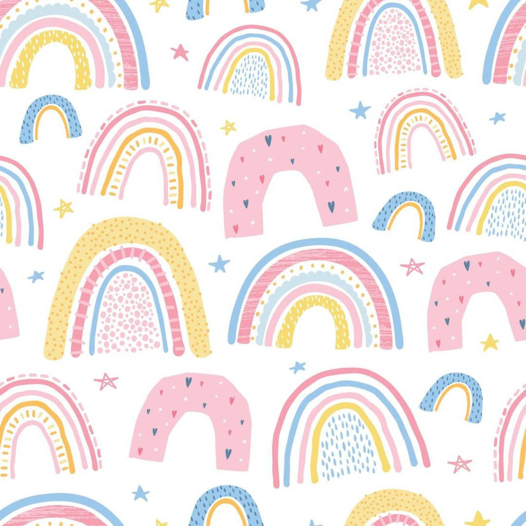 boho rainbow, pastel rainbow arches, hearts, SD Desktop Wallpaper