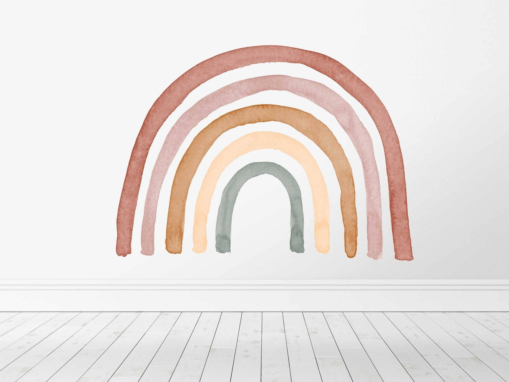 Boho Rainbow, dusty rose beige, sage green, Full HD Desktop Wallpaper