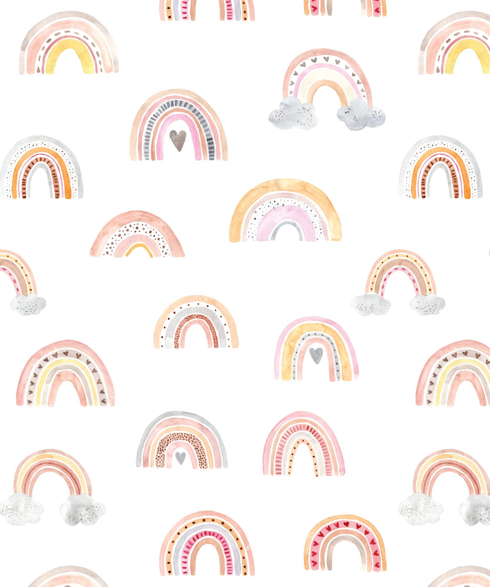 Boho Rainbow, pastel watercolor, rainbows, Full HD Phone Wallpaper