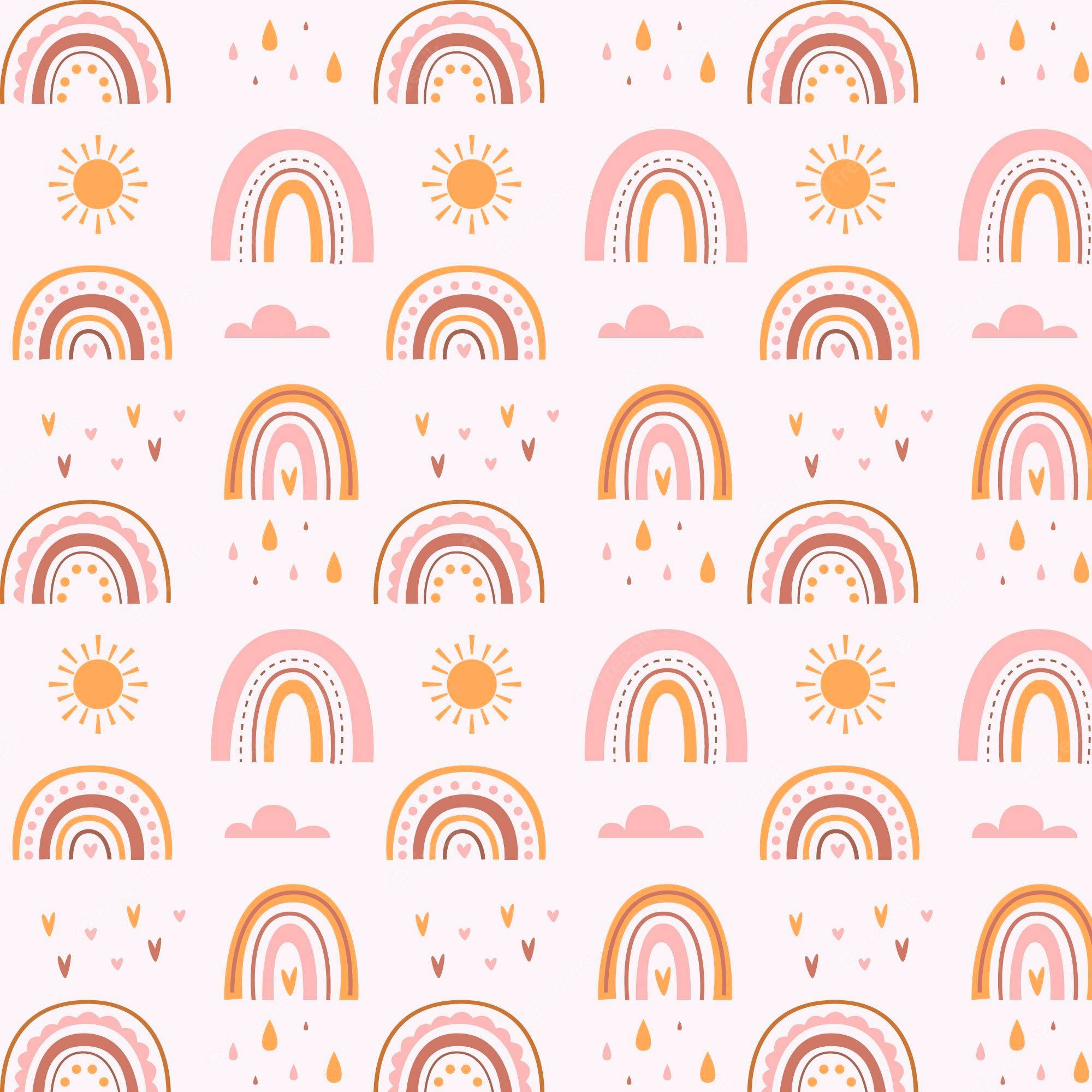 Boho Rainbow, pastel rainbows, suns, Full HD Desktop Wallpaper