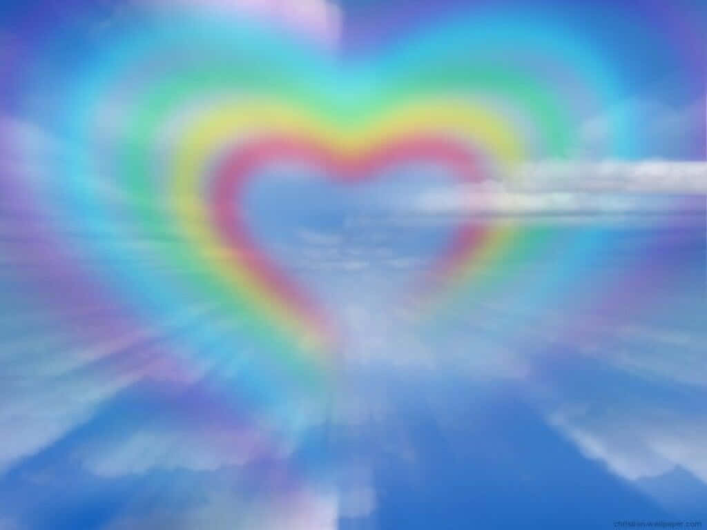 rainbow heart, dreamy sky, wispy clouds, SD Desktop Wallpaper