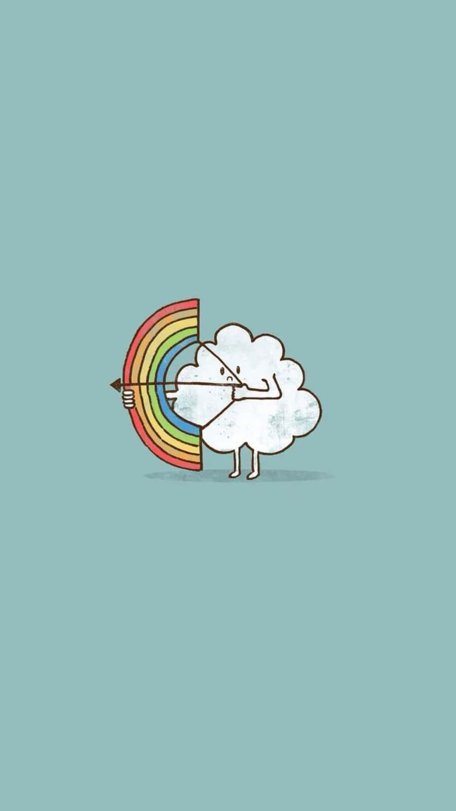 kawaii rainbow, rainbow, teal background, HD Phone Wallpaper