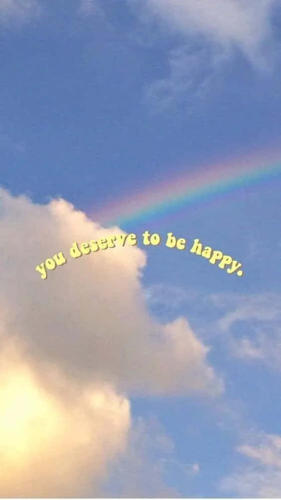rainbow, fluffy white clouds, bright blue sky, SD Phone Wallpaper
