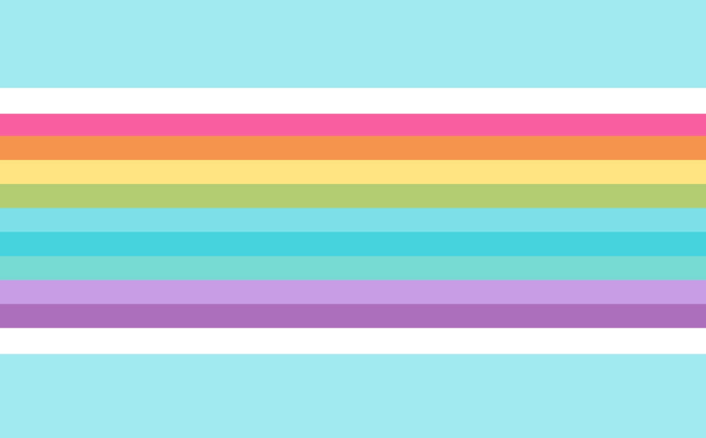 kawaii rainbow, pastel stripes, light blue background, HD Desktop Wallpaper