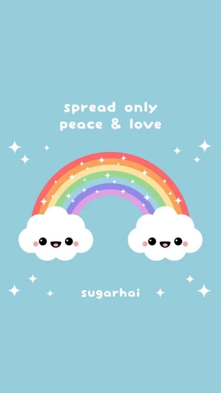 kawaii rainbow, smiling kawaii clouds, colorful rainbow, HD Phone Wallpaper