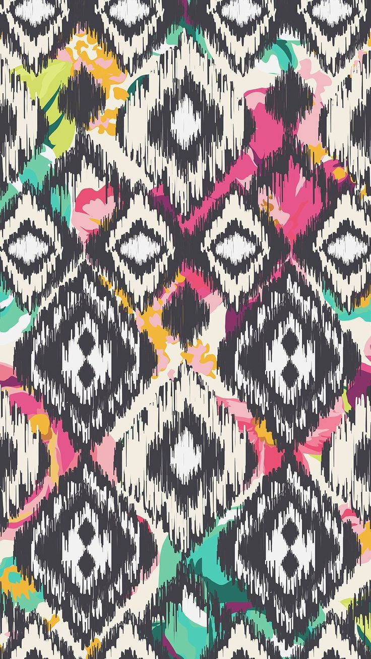 ikat boho pattern, geometric pattern, dripping paint accents, HD Phone Wallpaper