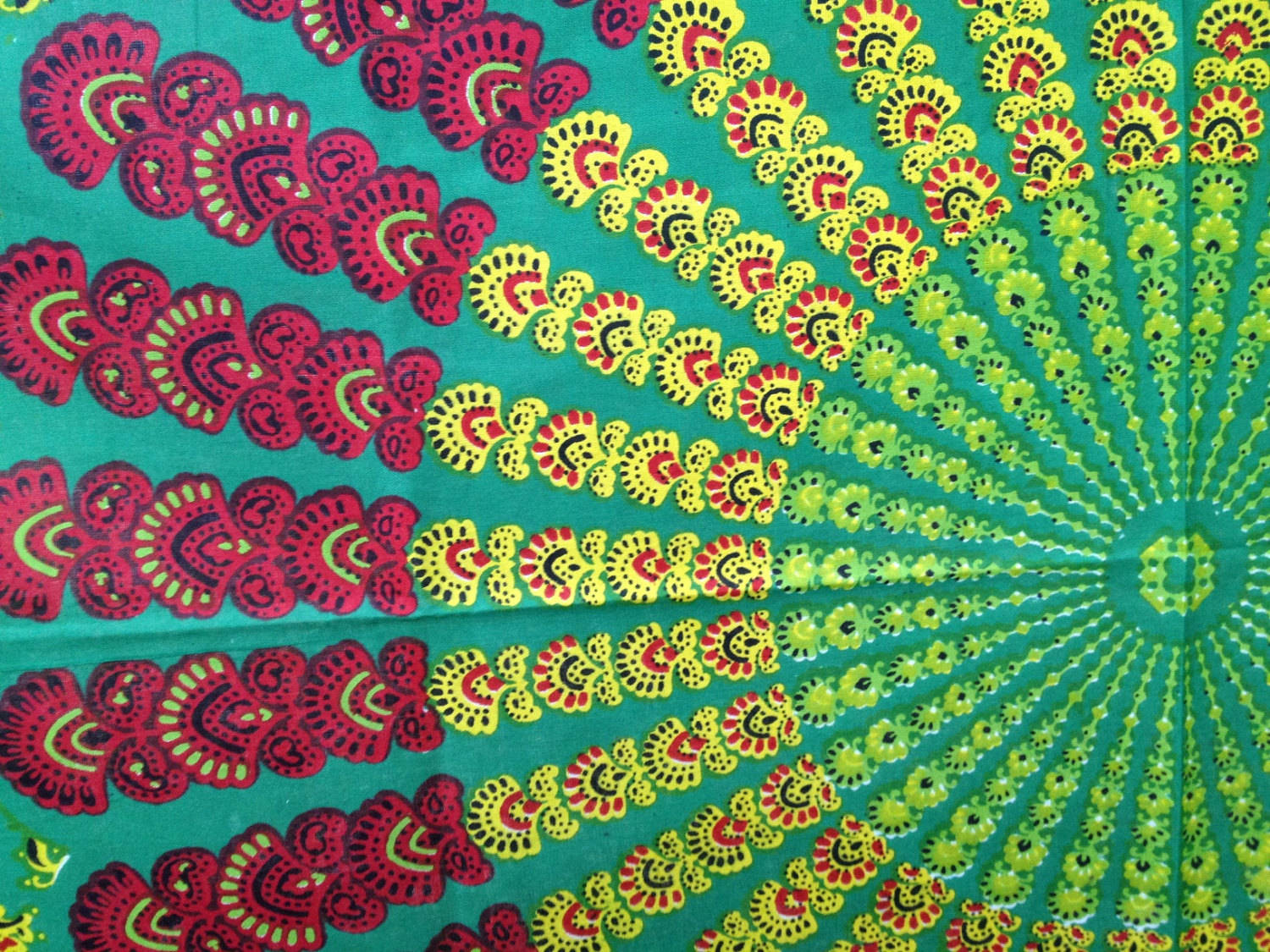 boho radial pattern, red, yellow, HD Desktop Wallpaper