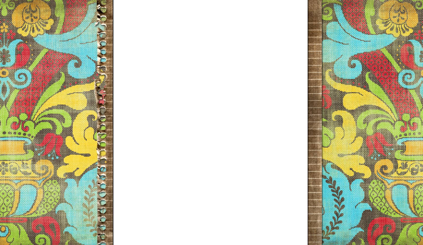 Boho Patterned Border, vibrant ornate floral, central white space, HD Desktop Wallpaper