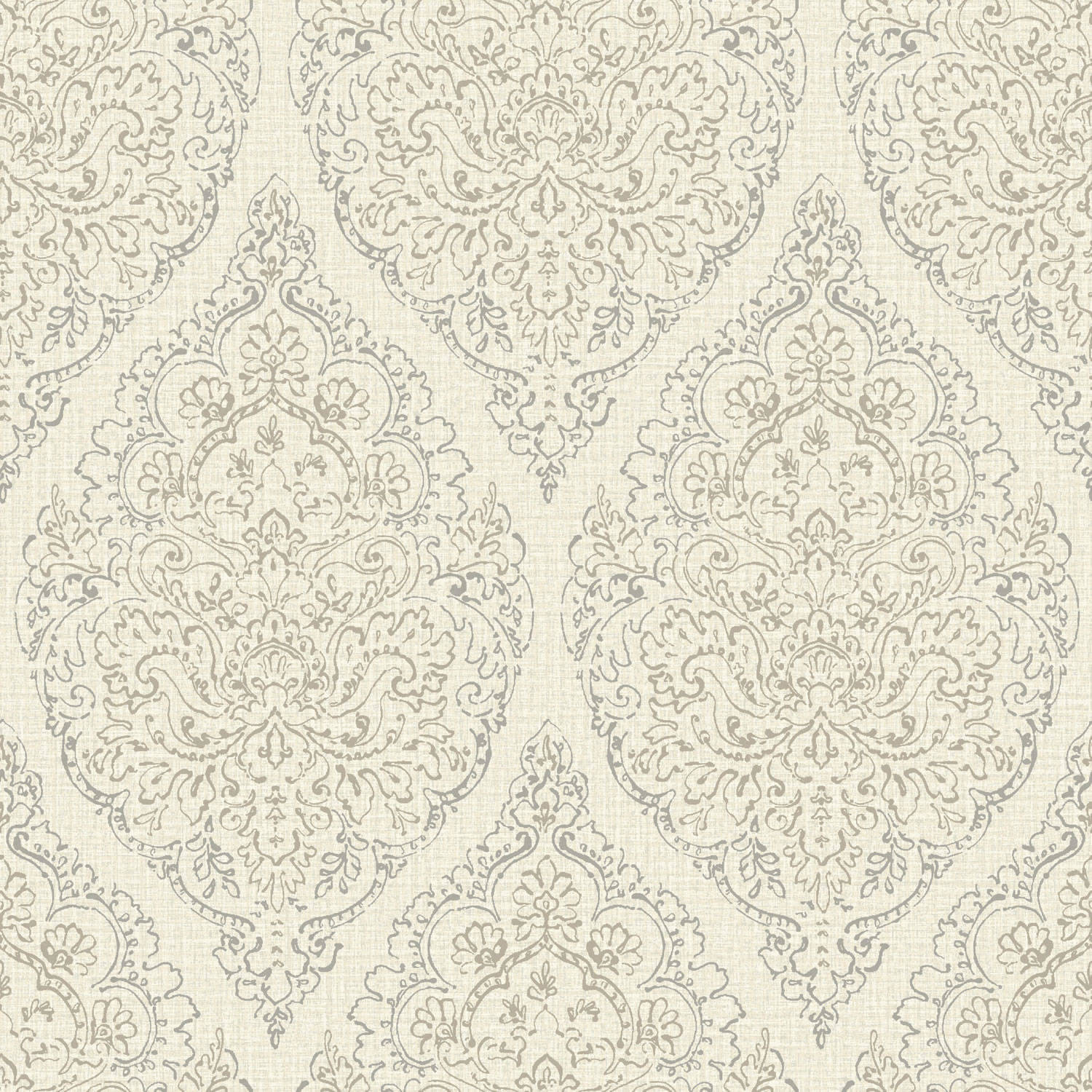 damask, gray floral motifs, textured cream background, HD Desktop Wallpaper