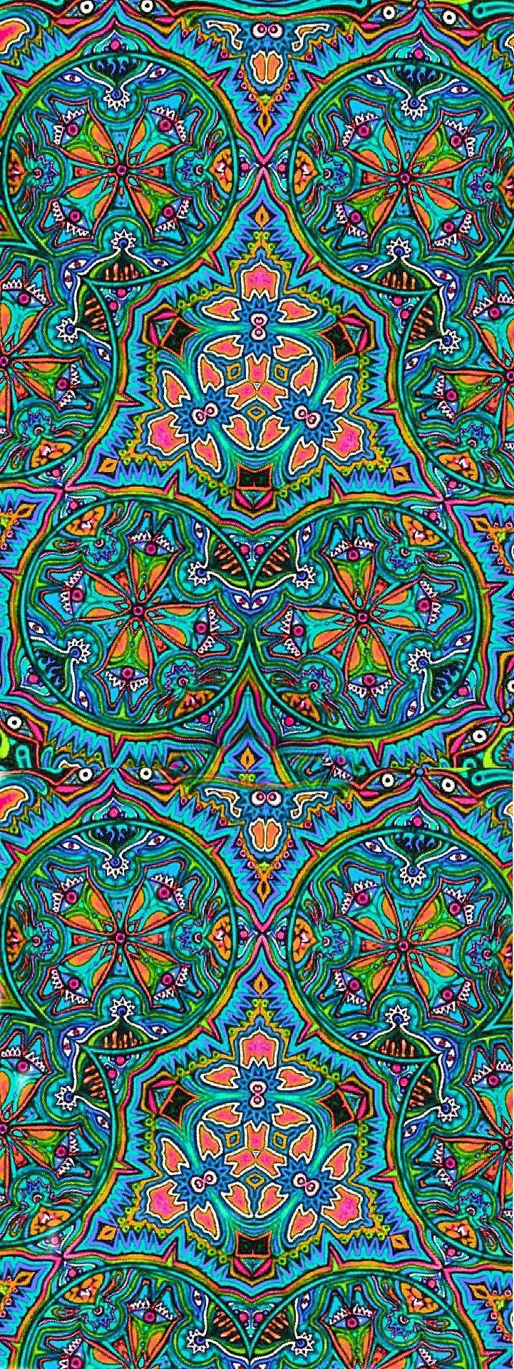 kaleidoscope boho pattern, vibrant symmetrical kaleidoscope pattern, repeating floral and geometric motifs, Full HD Phone Wallpaper