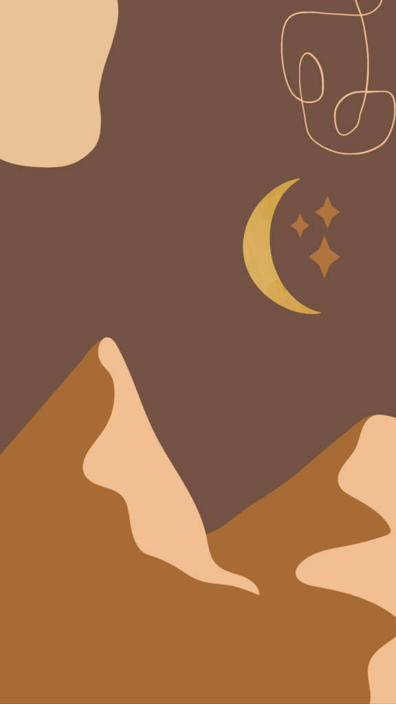 crescent moon, stars, mountain silhouette, SD Phone Wallpaper