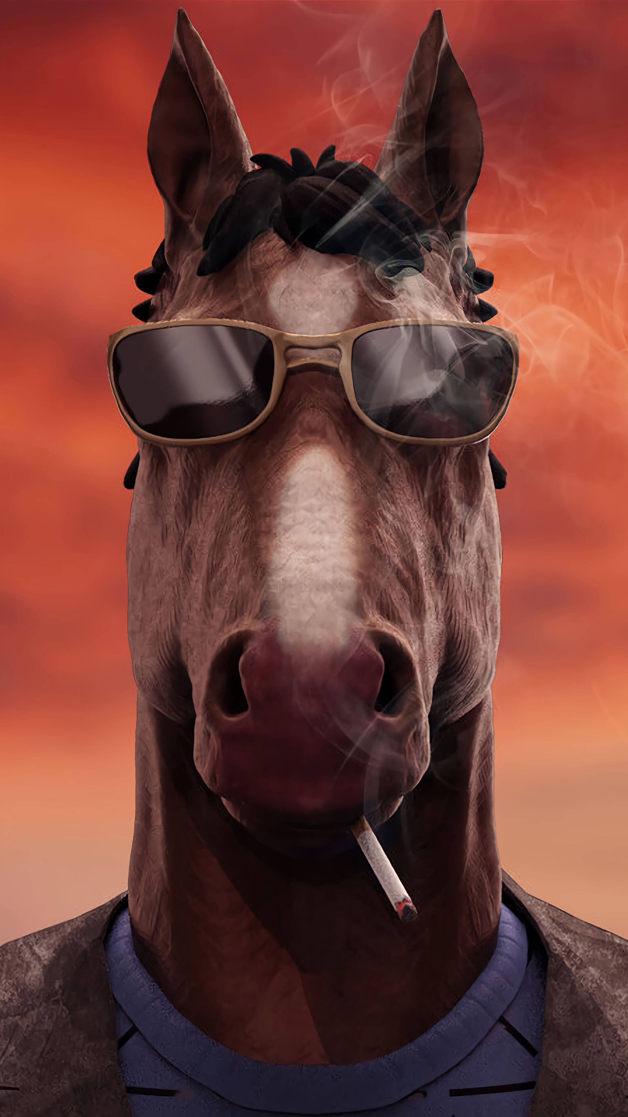 Bojack Horseman, sunglasses, cigarette, 4K Phone Wallpaper