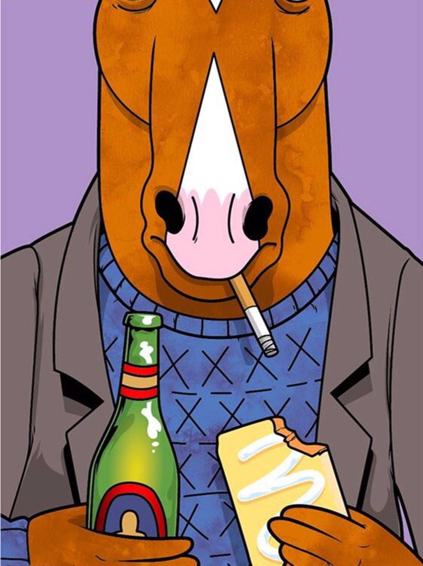 BoJack Horseman, cartoon horse, suit, Full HD Phone Wallpaper