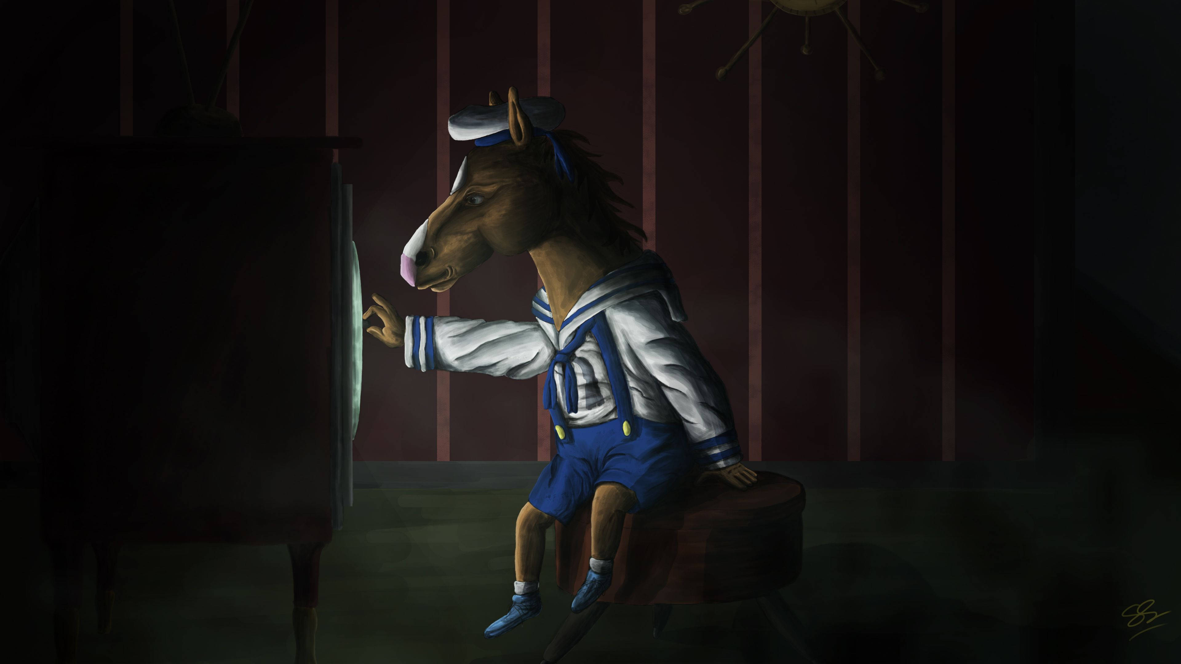 Bojack Horseman, sailor suit, vintage television, 4K Desktop Wallpaper