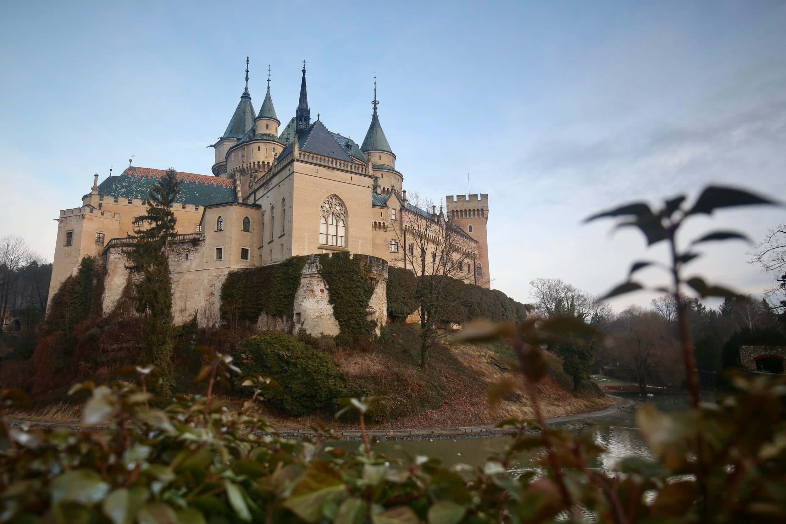Bojnice Castle, spires, turrets, Full HD Desktop Wallpaper