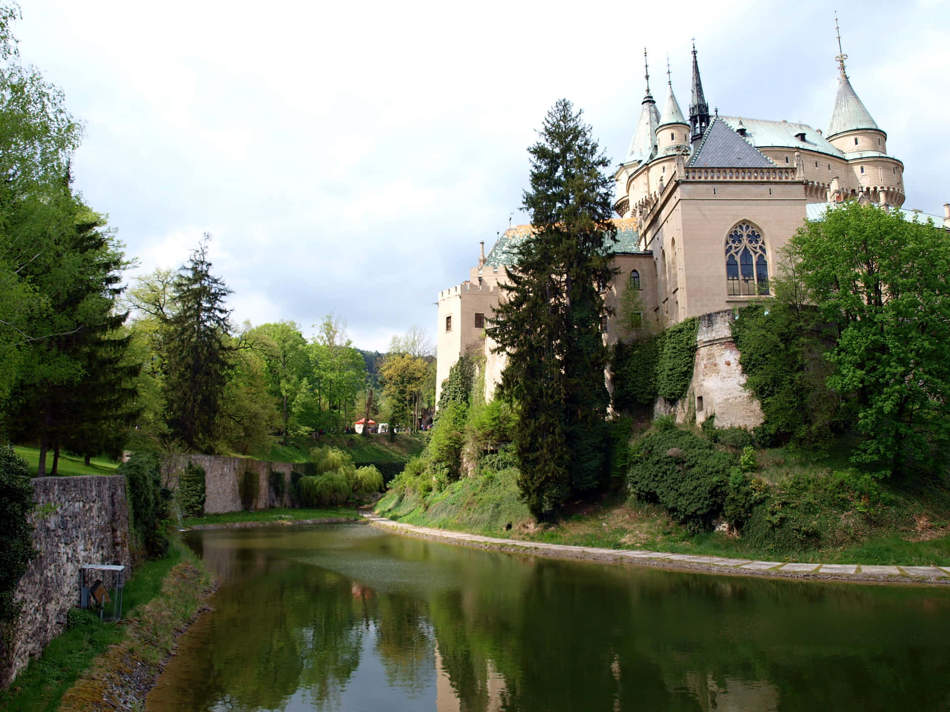 Bojnice Castle, spires, turrets, Full HD Desktop Wallpaper