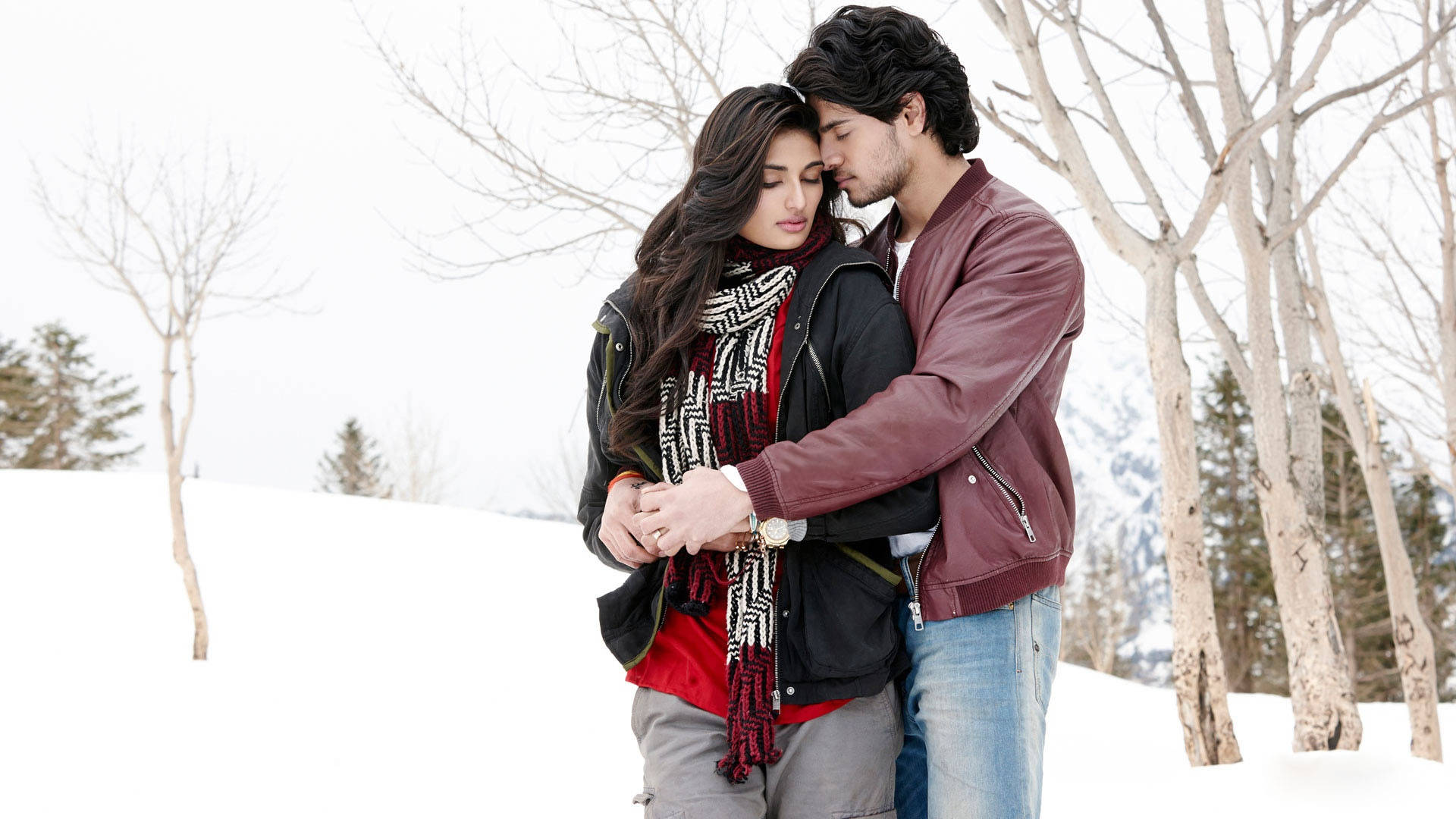 Romantic Bollywood HD Movie, snowy winter forest, bare trees, Full HD Desktop Wallpaper