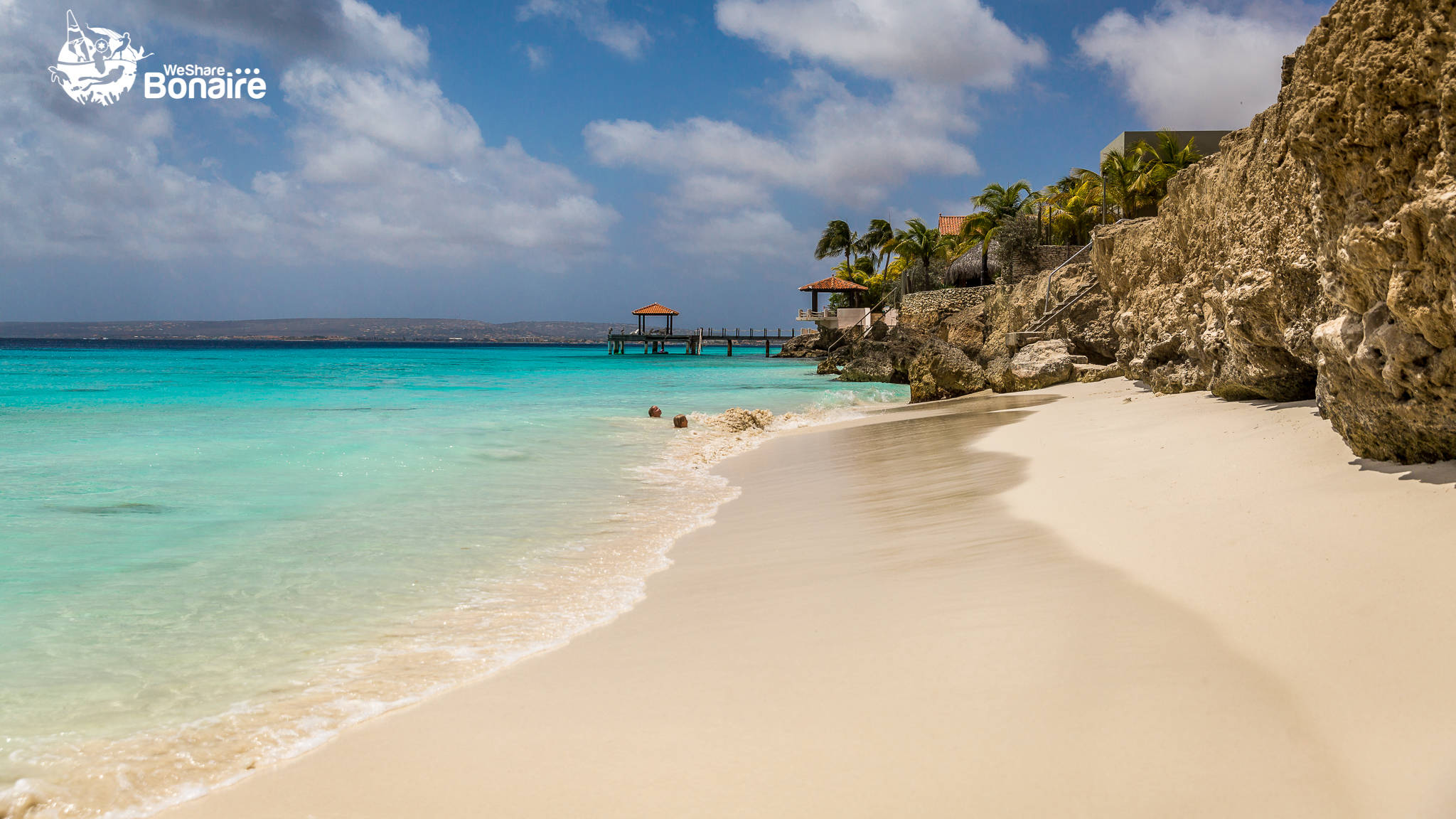Bonaire, turquoise waters, pristine white sand beach, Full HD Desktop Wallpaper