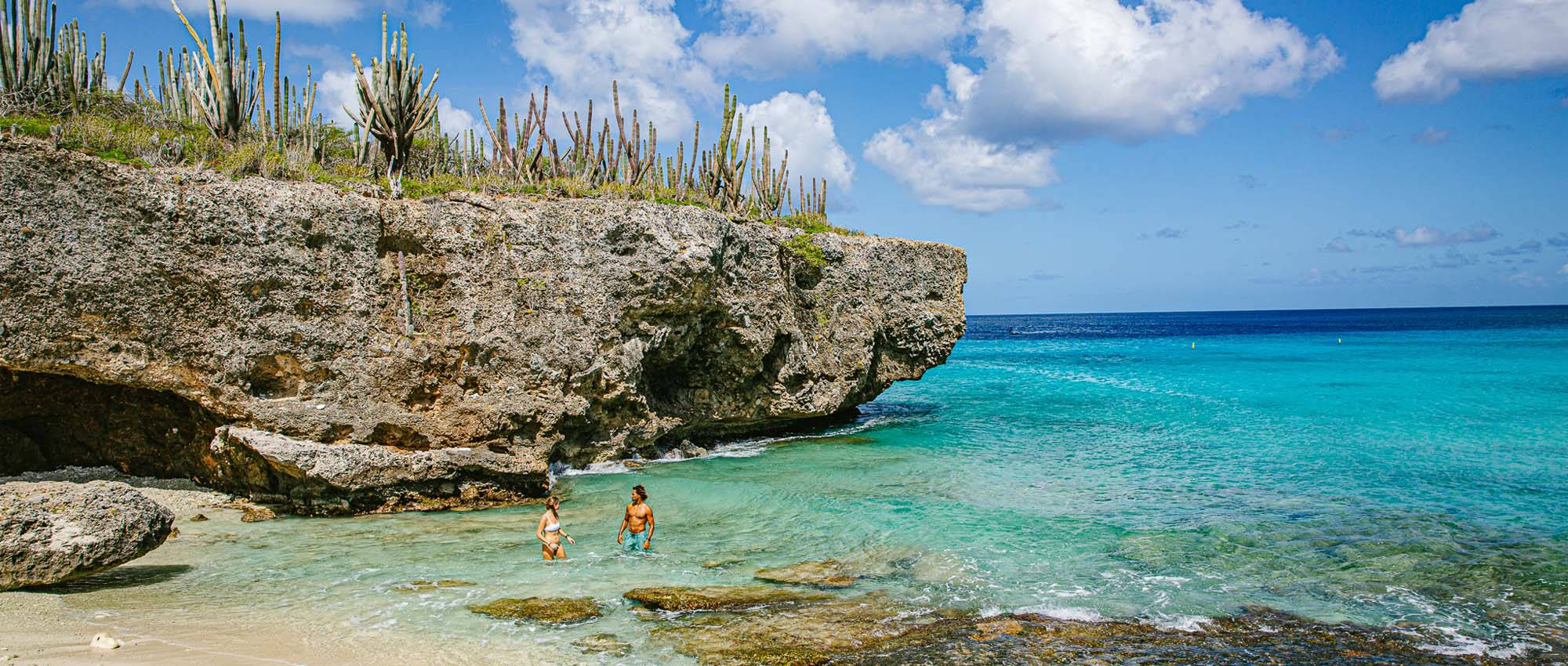 Bonaire, blue sky, crystal clear turquoise water, Full HD Desktop Wallpaper