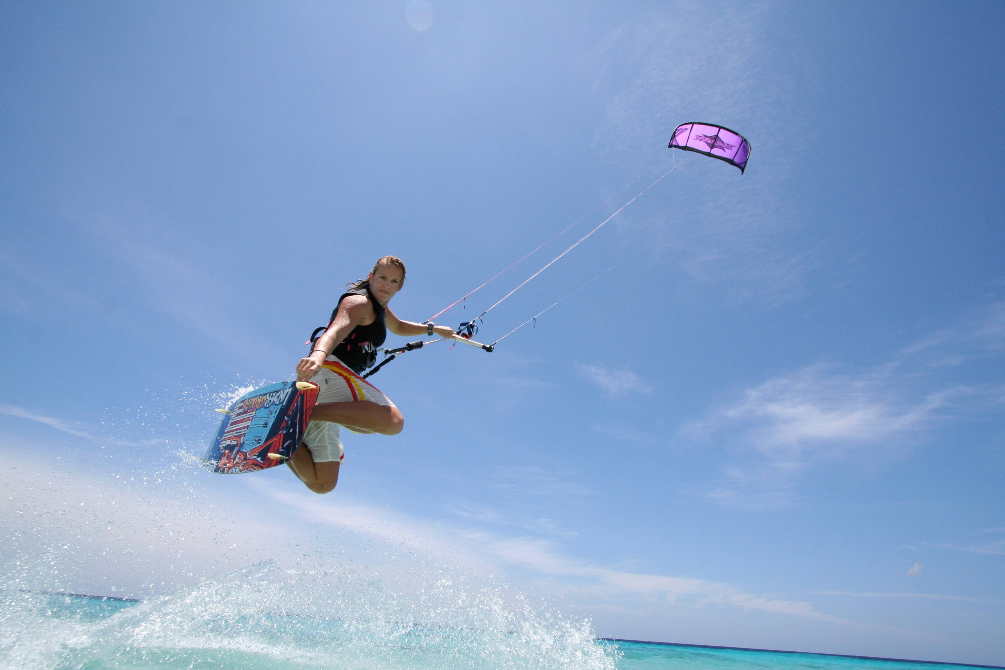 Bonaire, kitesurfer, turquoise waters, 2K Desktop Wallpaper