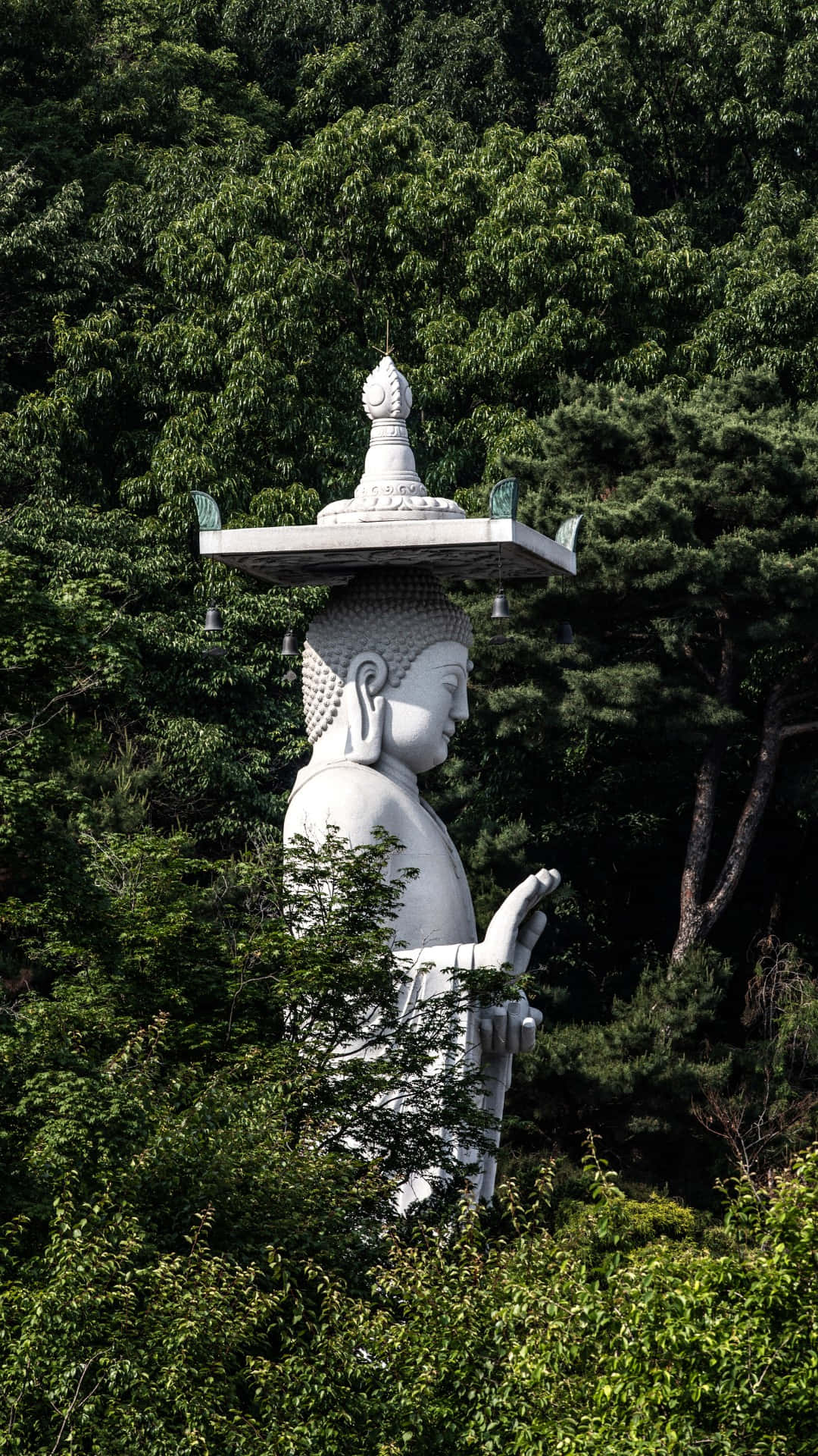 Bongeunsa Temple, giant Buddha statue, white Buddha statue, Full HD Phone Wallpaper