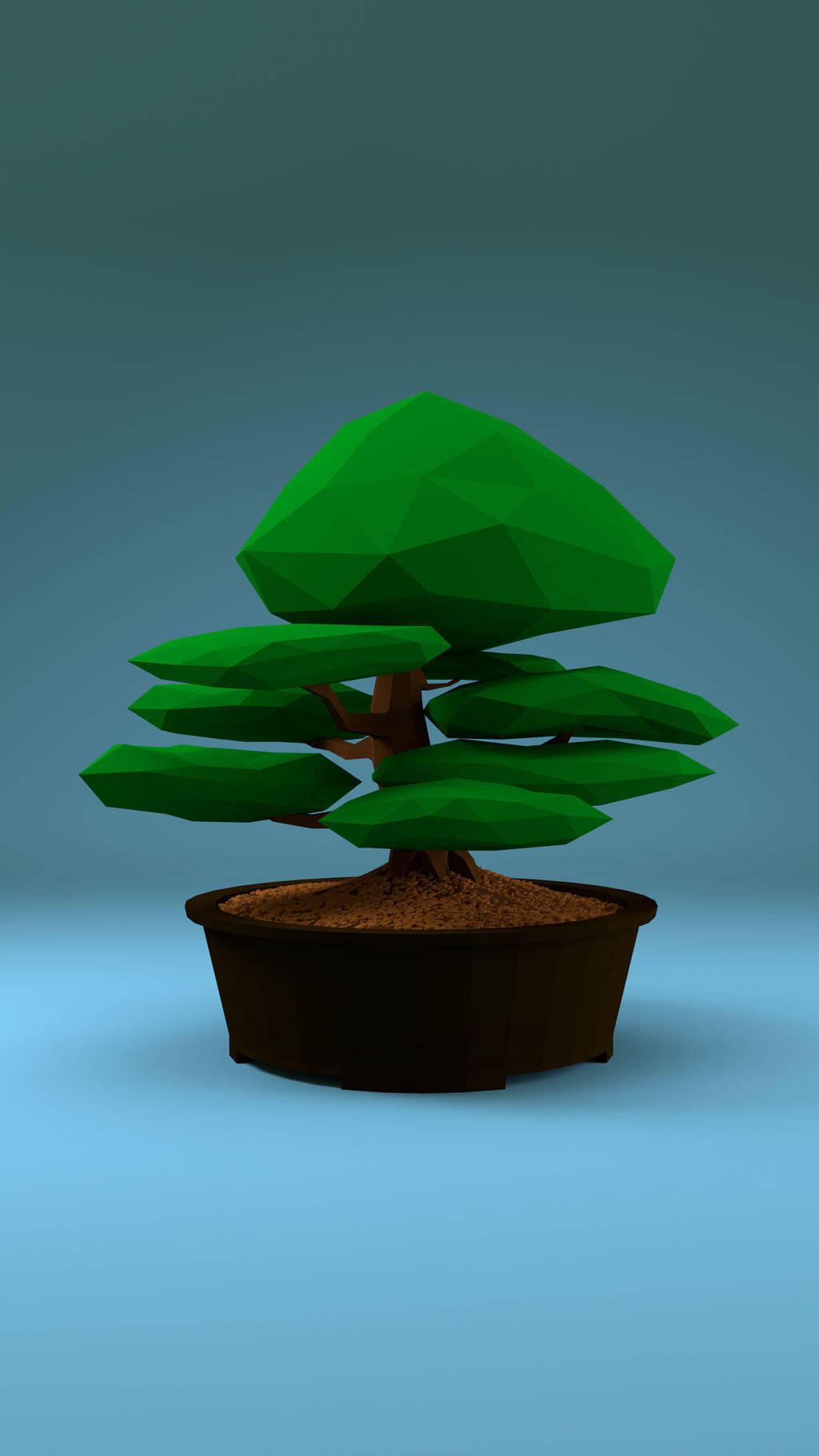bonsai tree, 3d cartoon art, low-poly, HD Phone Wallpaper