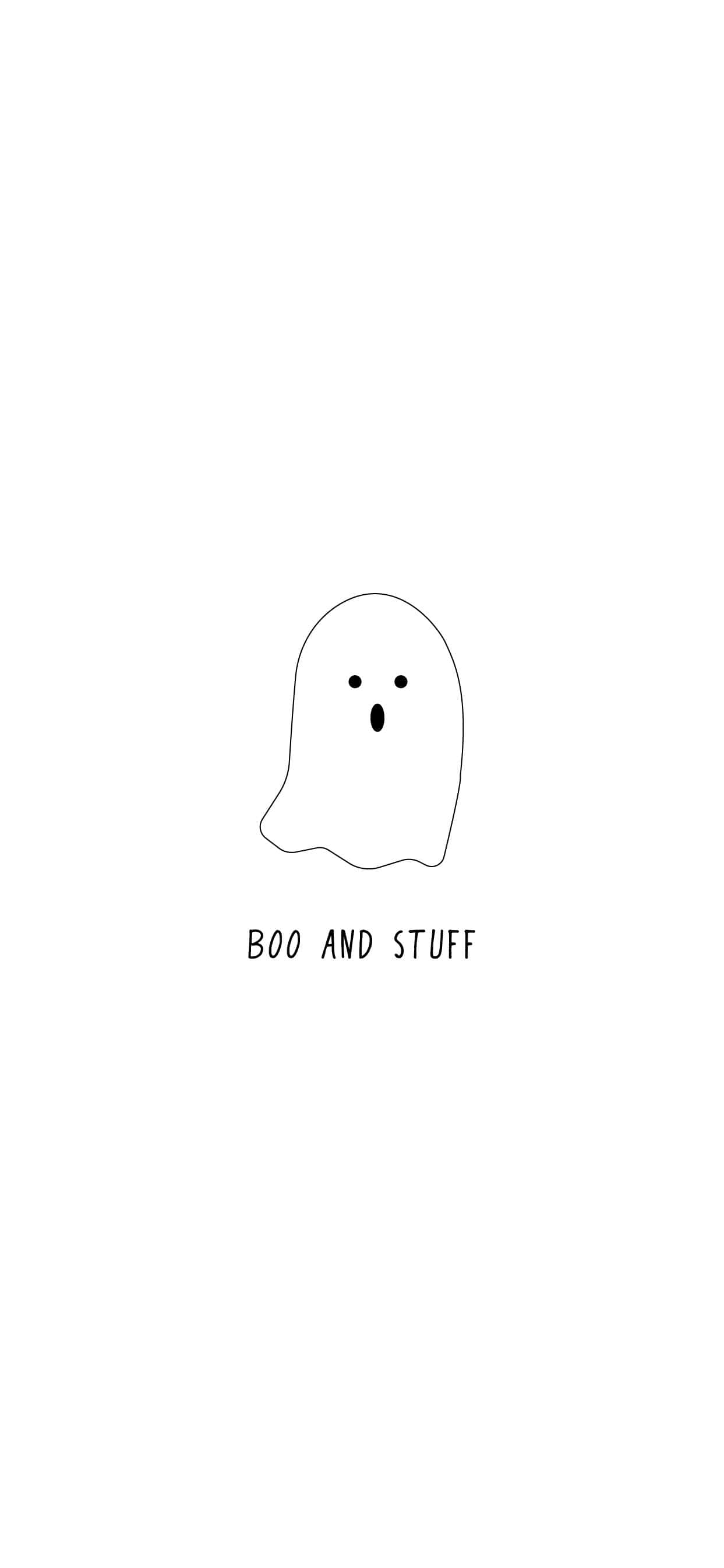 Boo And Stuff, black line drawing, cute ghost, 2K Phone Wallpaper