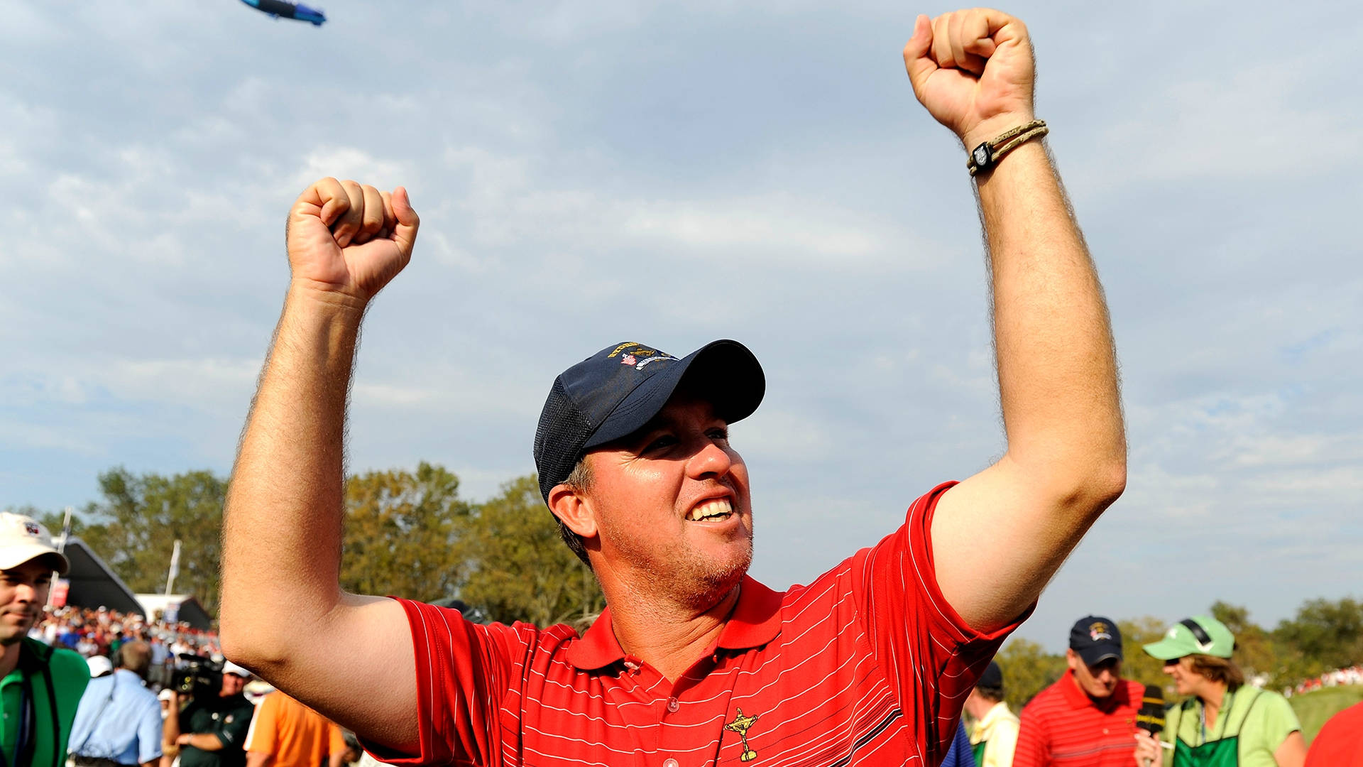 Boo Weekley, fist pump, red shirt, Full HD Desktop Wallpaper