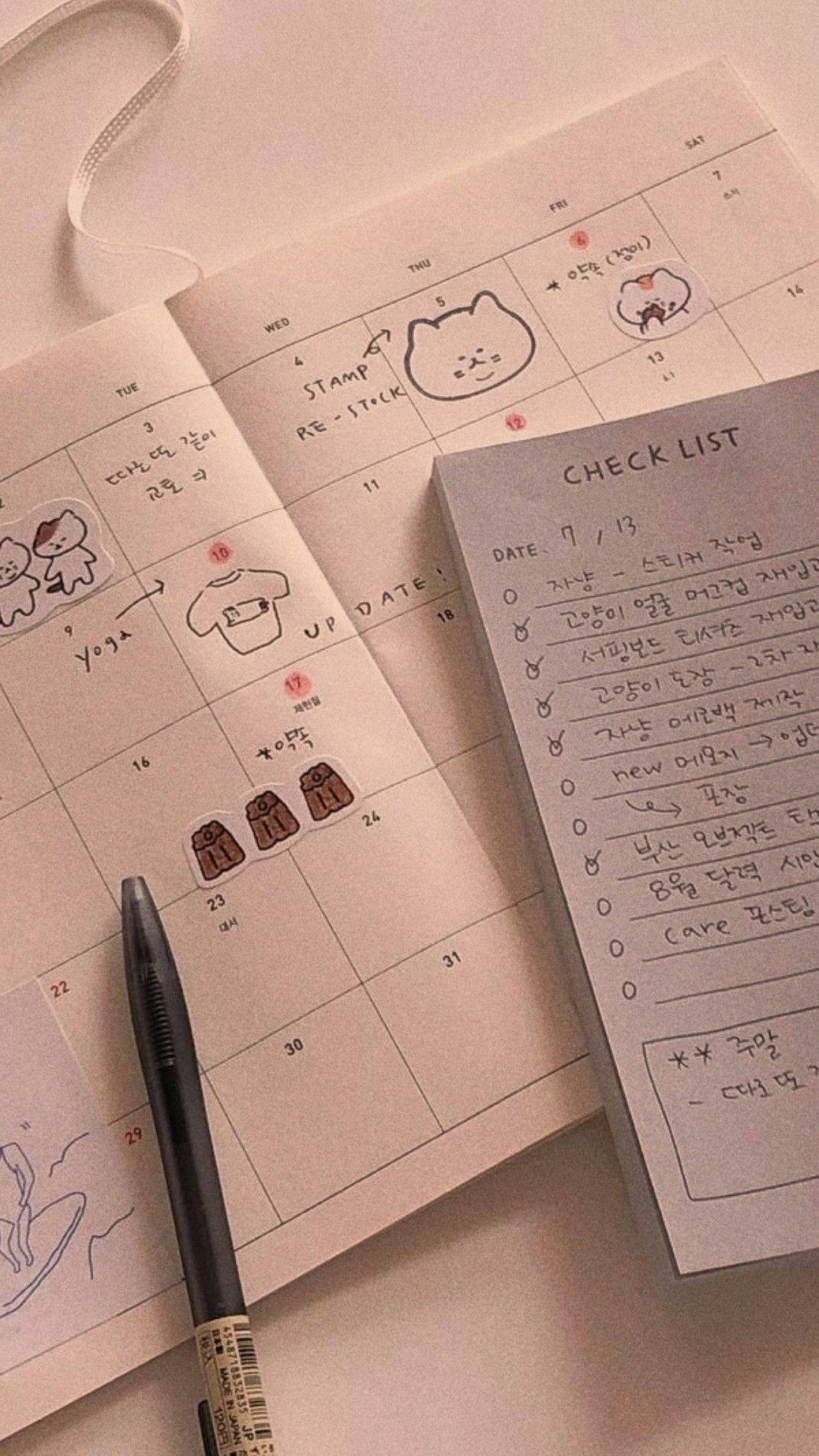 planner, notepad, hand-drawn calendar, Full HD Phone Wallpaper