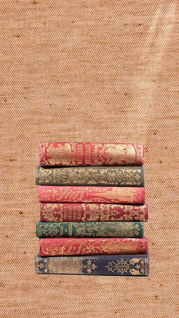 Books iPhone, vintage books, gold embossed spines, HD Phone Wallpaper