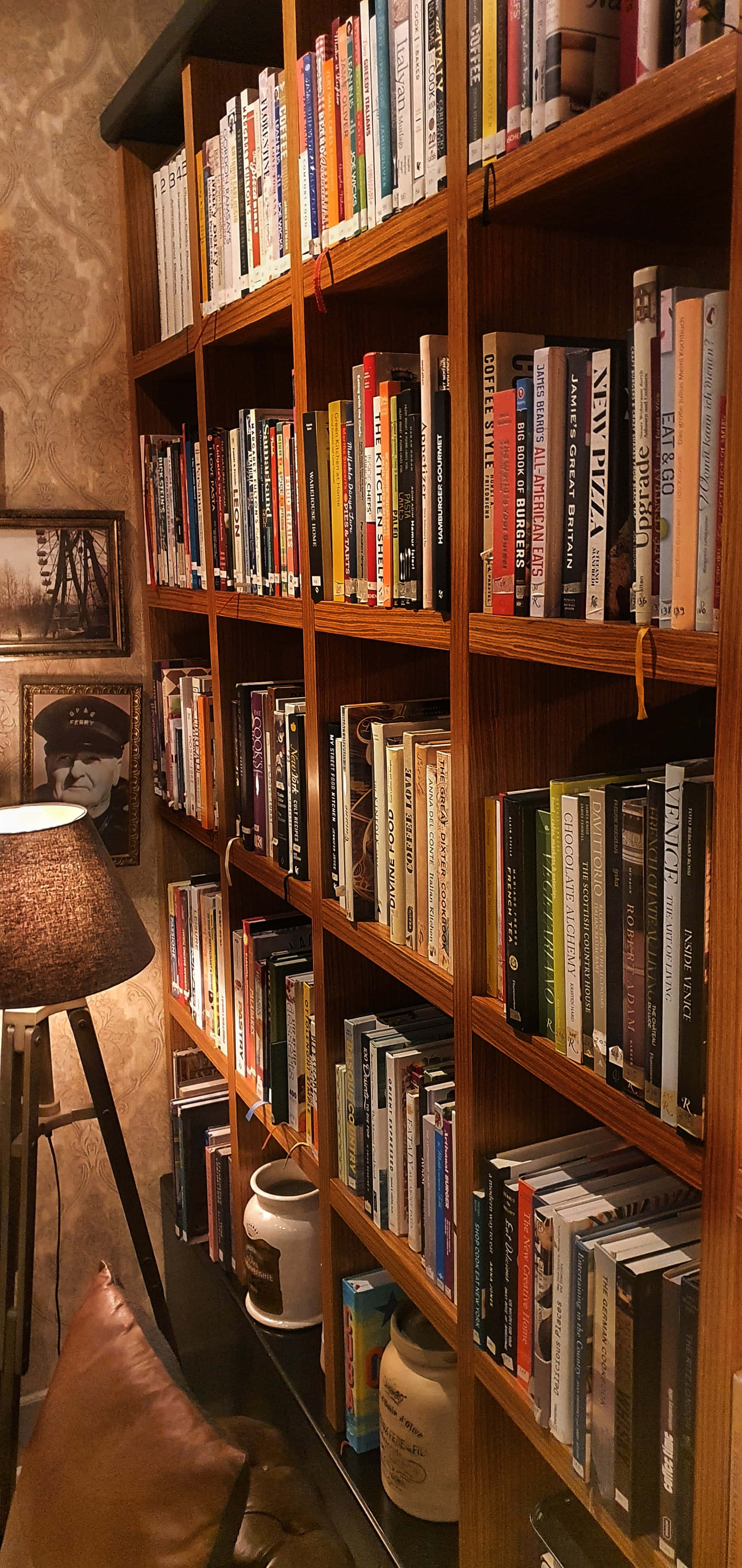 bookshelf, wooden bookshelf, colorful books, 4K Phone Wallpaper