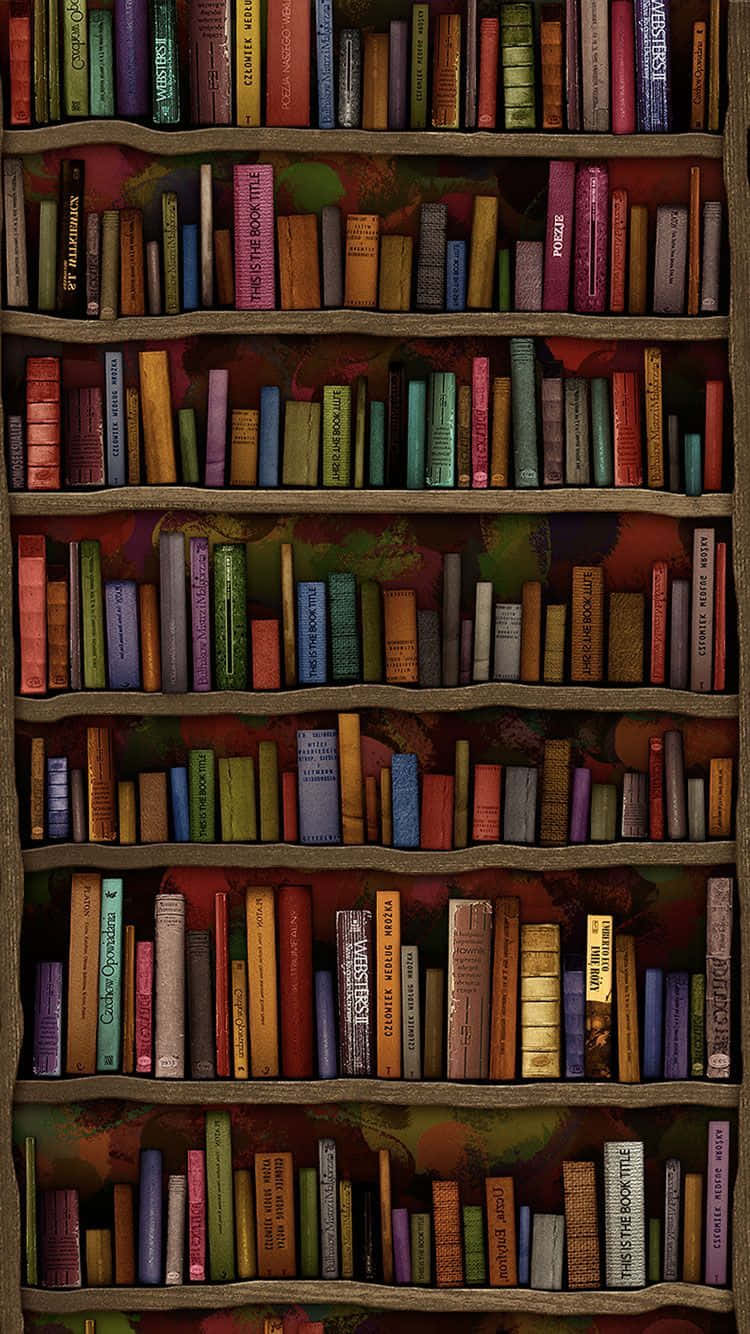 books, iPhone, wooden bookshelves, HD Phone Wallpaper