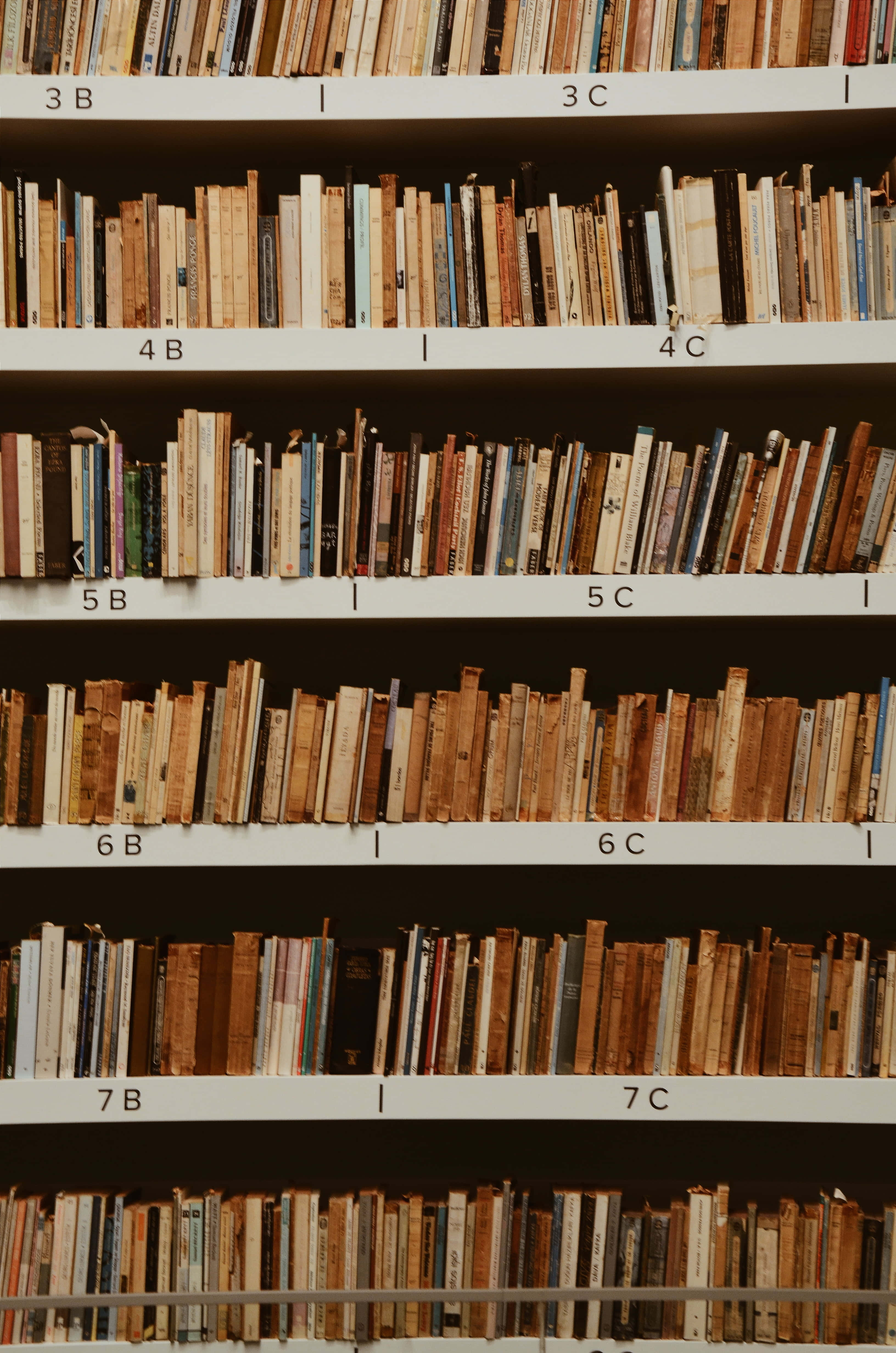 Books iPhone, white library shelves, aged books, 4K Phone Wallpaper