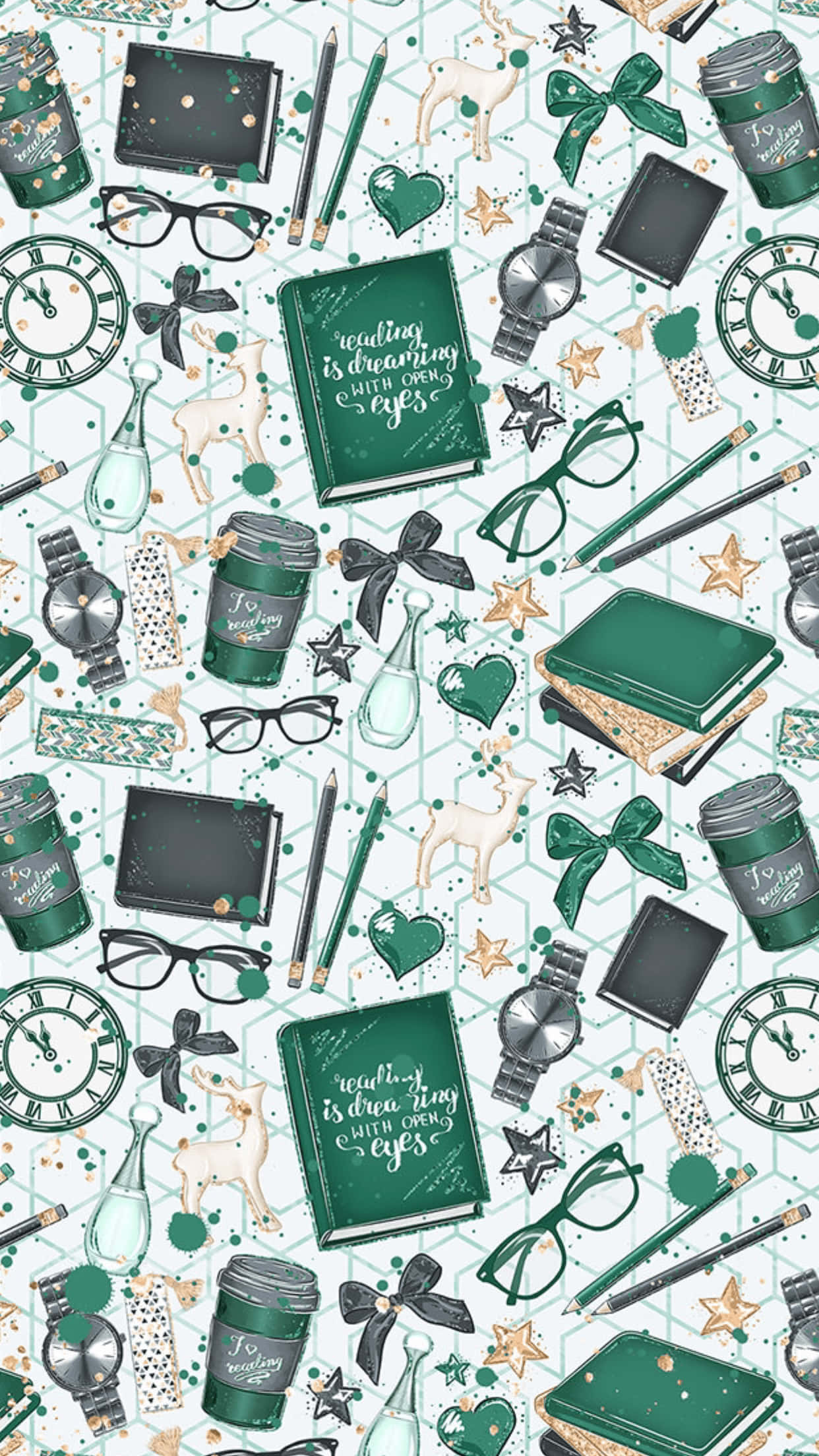 Books iPhone, green notebooks, coffee cups, Full HD Phone Wallpaper