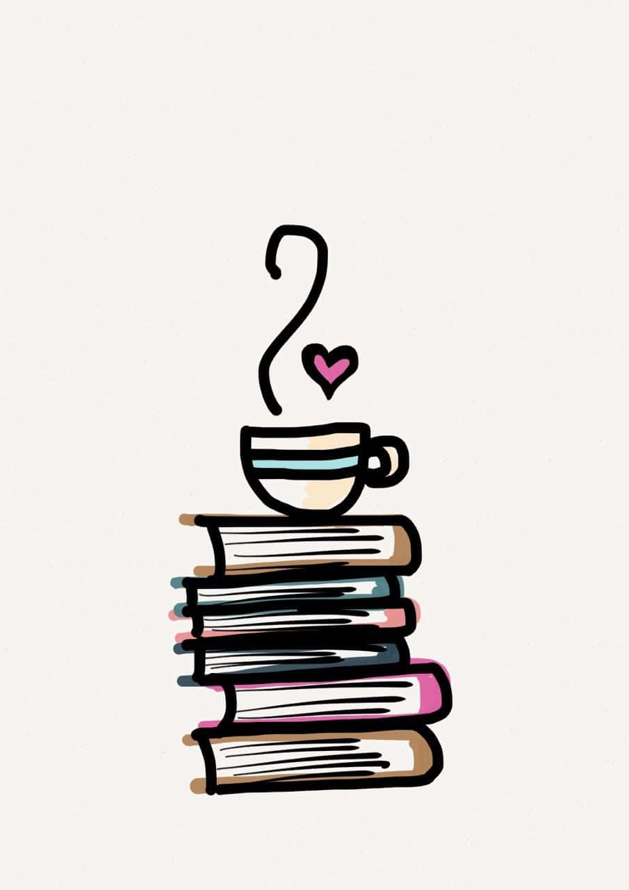 Books iPhone, tea cup, stack of books, HD Phone Wallpaper