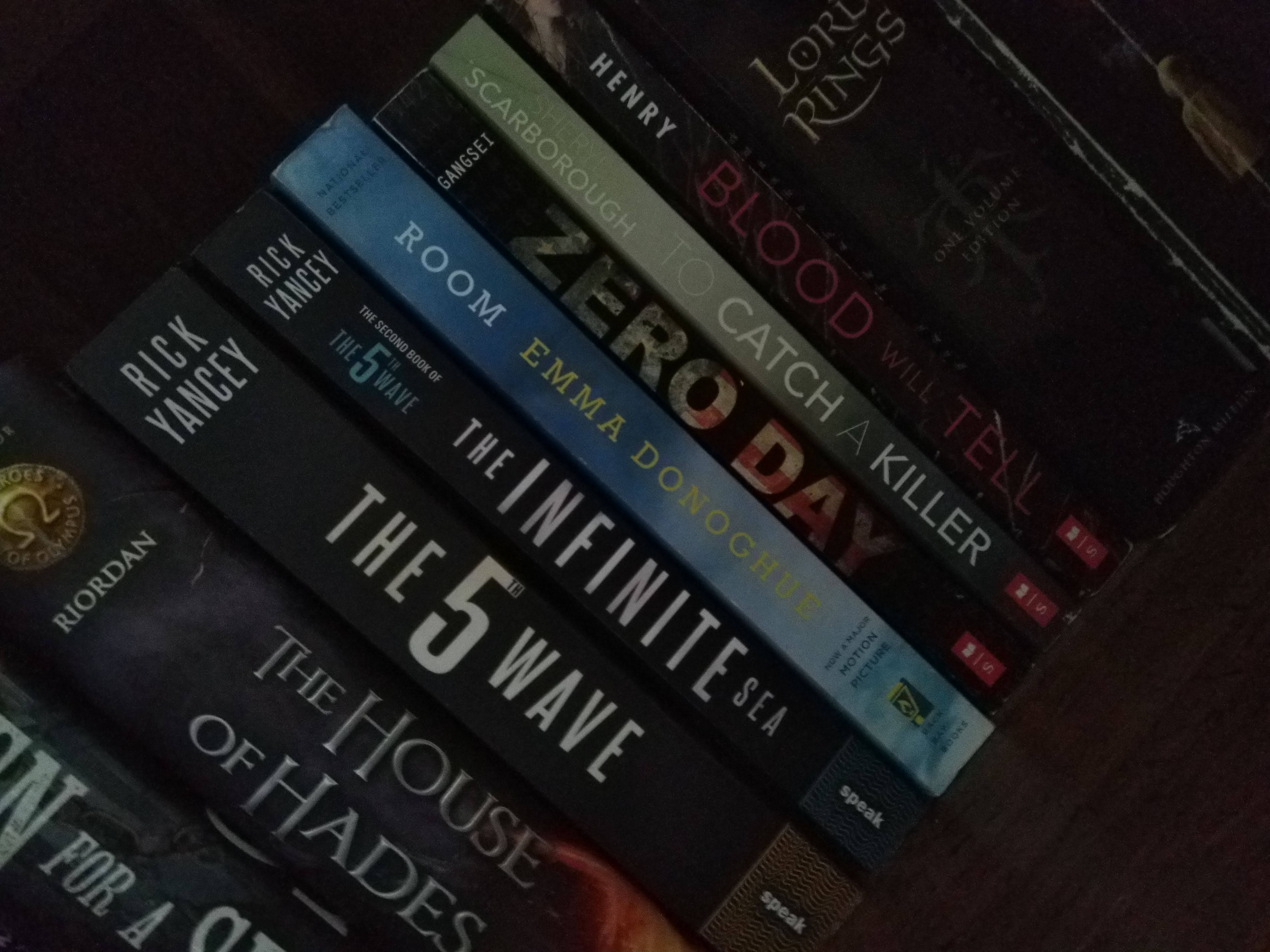 Spines Aesthetic Book Desktop, fantasy novels, thriller novels, 4K Desktop Wallpaper