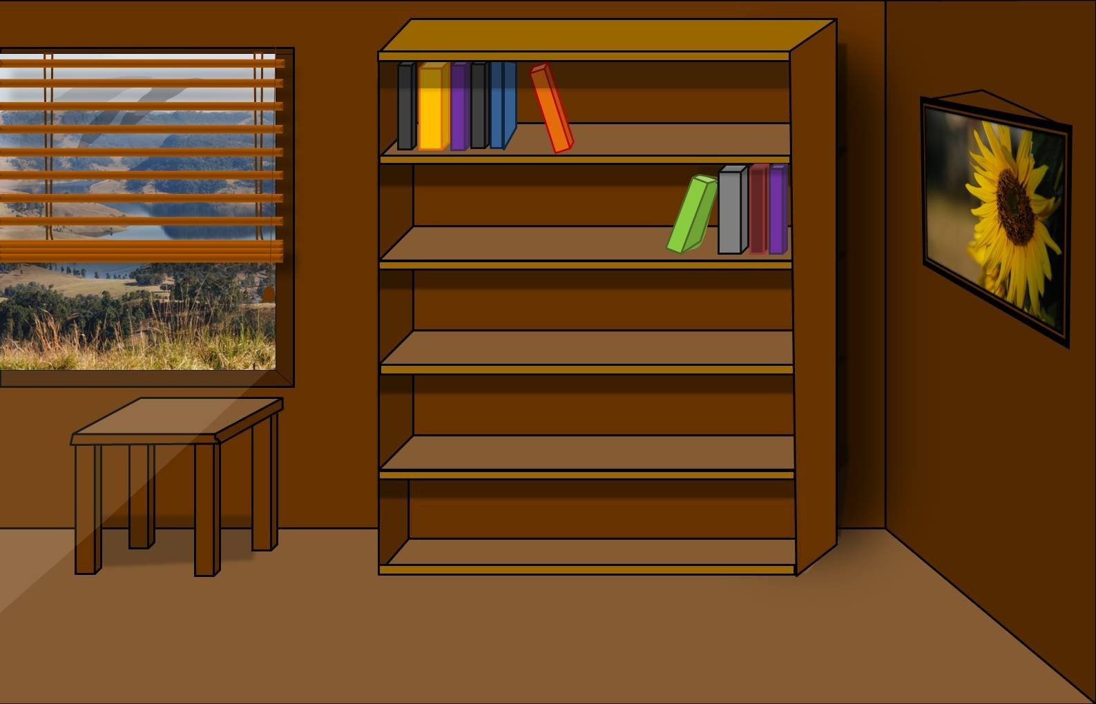 animated wooden bookshelf, cartoon-style room, wooden bookshelf, HD Desktop Wallpaper