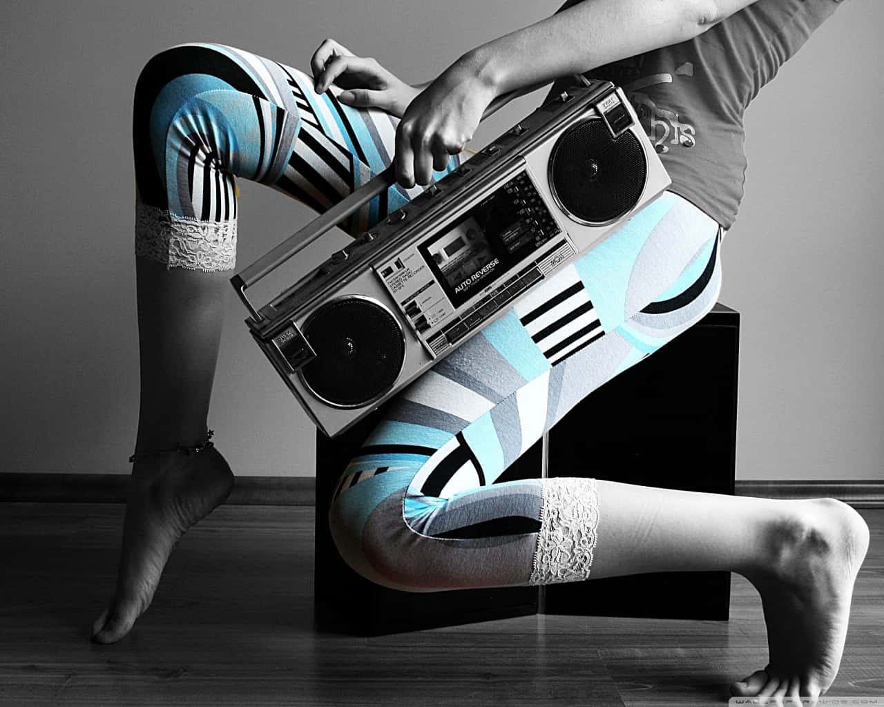 boombox, cassette boombox, grayscale, HD Desktop Wallpaper