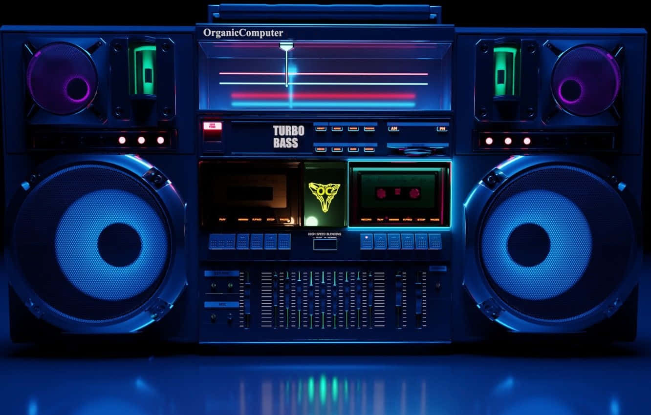 Modern Boombox, neon blue, purple, HD Desktop Wallpaper