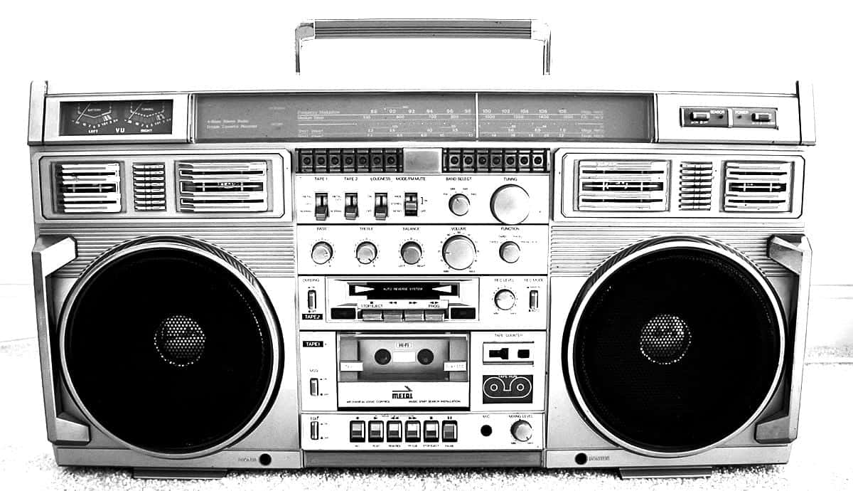 Retro Boombox, large speakers, cassette deck, SD Desktop Wallpaper