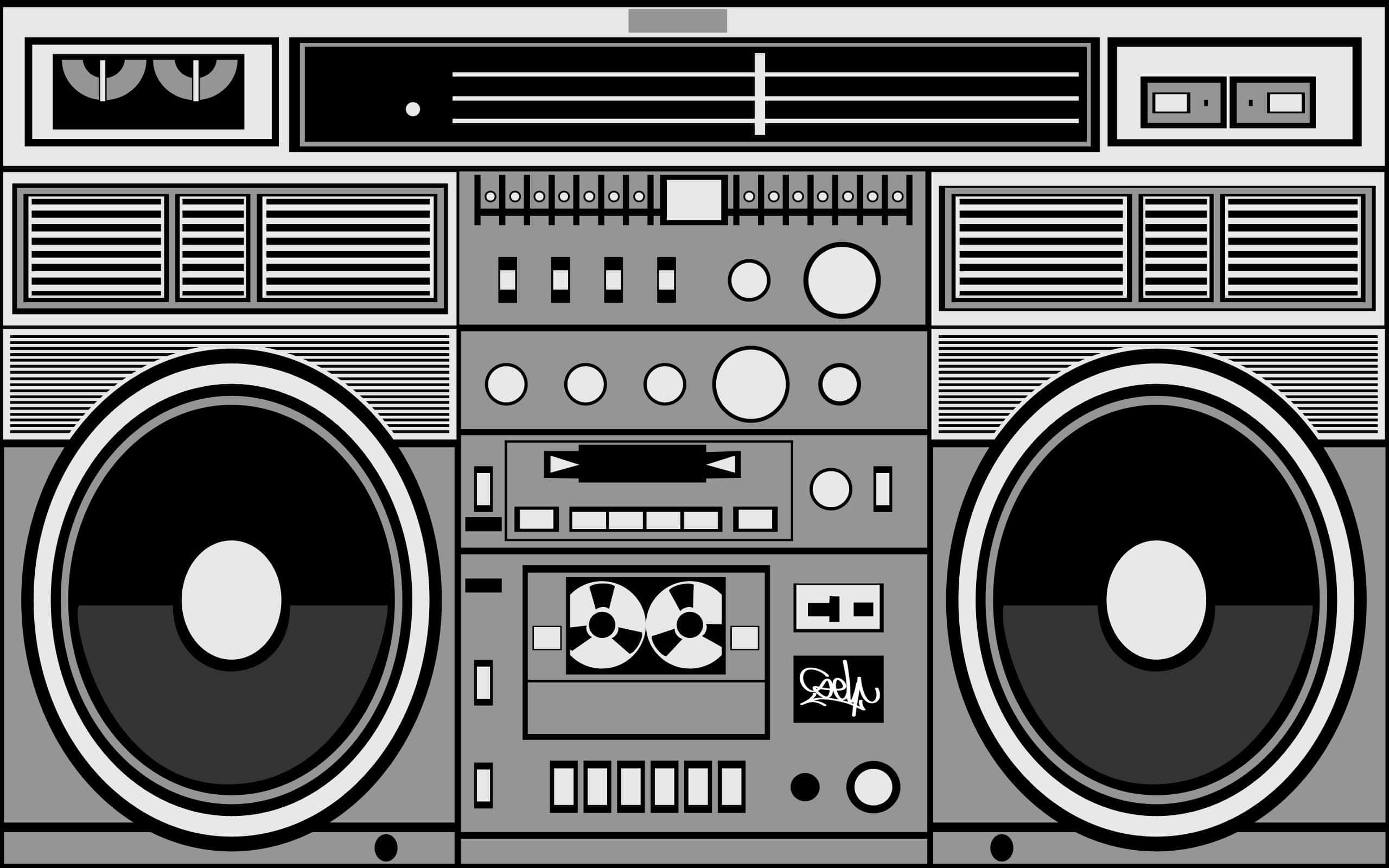 boombox, vintage boombox, large speakers, 2K Desktop Wallpaper