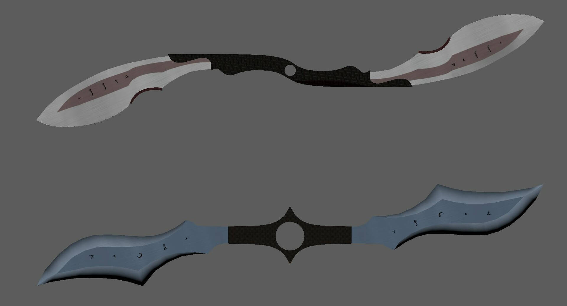 sharp boomerang weapons, black textured grips, metallic blades, Full HD Desktop Wallpaper