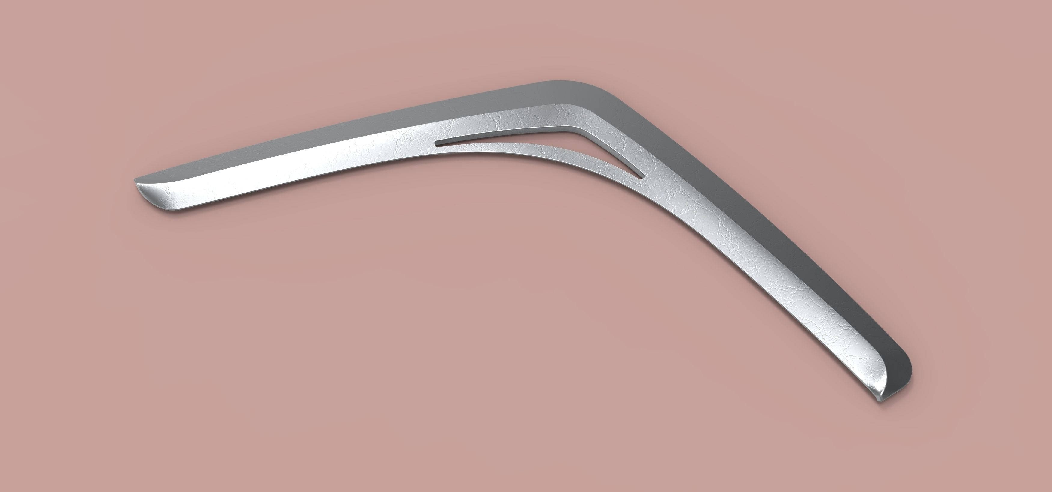 two sided silver boomerang, brushed silver finish, soft pink background, 2K Desktop Wallpaper