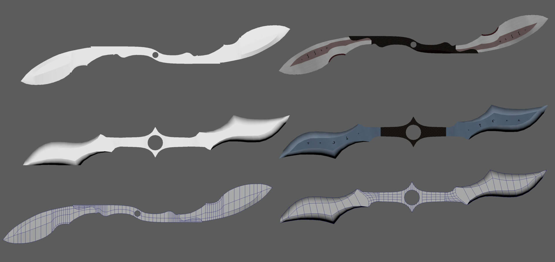 two sided boomerang blades, futuristic blades, wireframe stages, Full HD Desktop Wallpaper