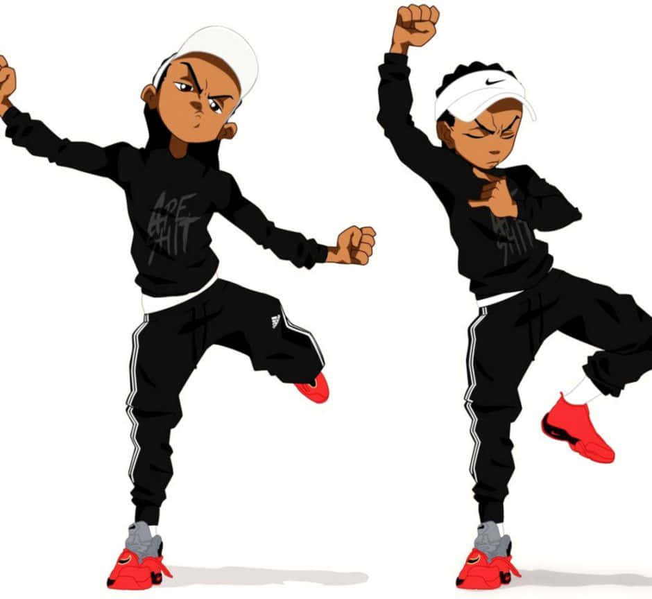 Boondocks Bape, black streetwear, red sneakers, SD Desktop Wallpaper