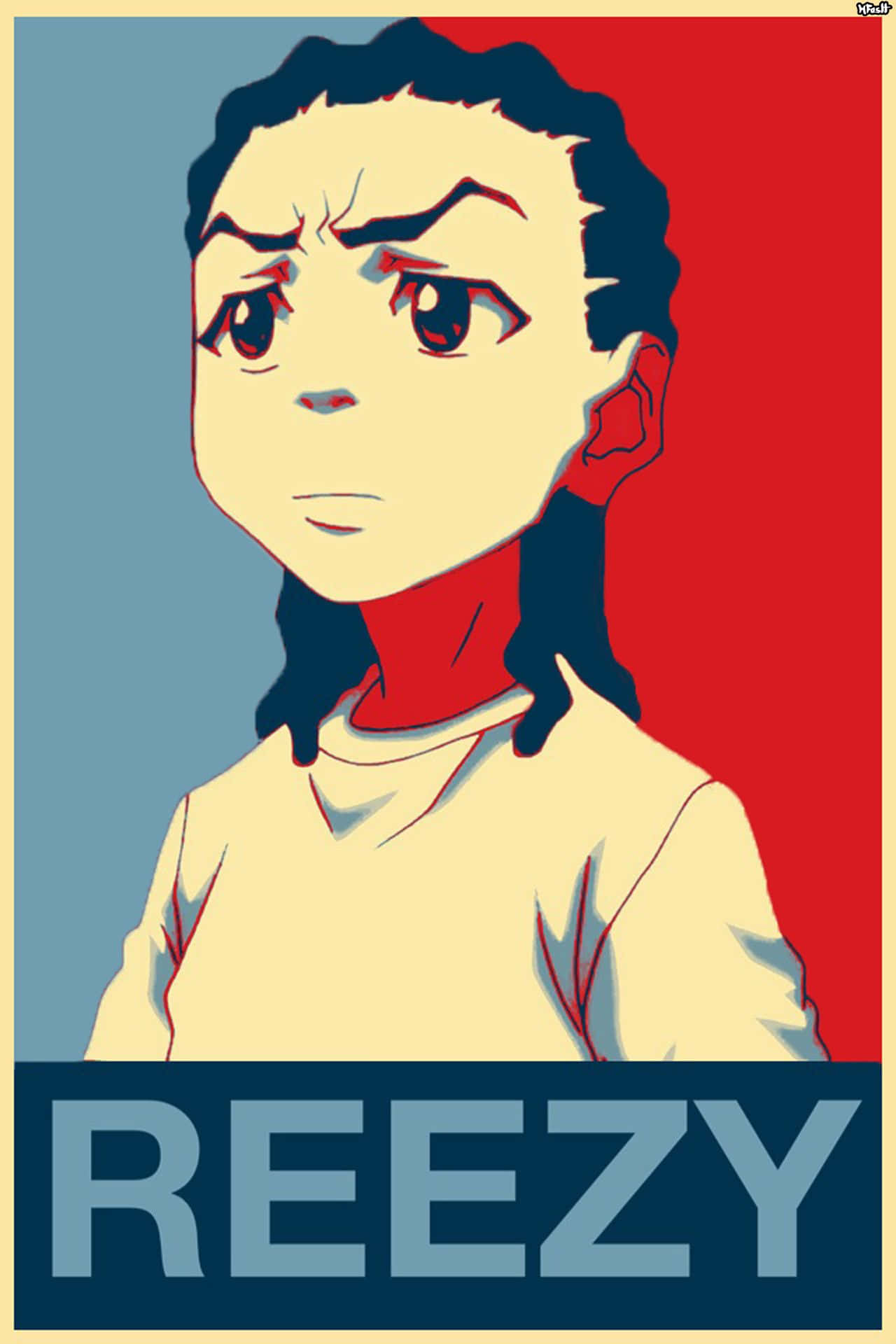 Boondocks Bape, curly hair, red eyes, Full HD Phone Wallpaper