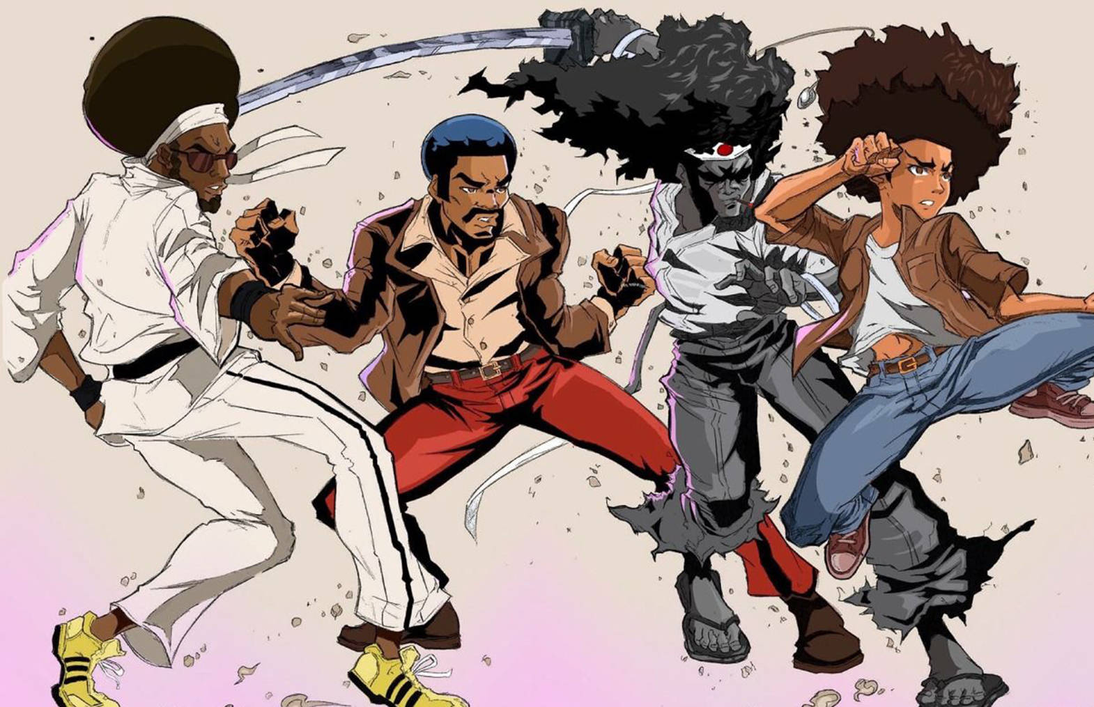 Boondocks, animated characters, dynamic combat poses, HD Desktop Wallpaper